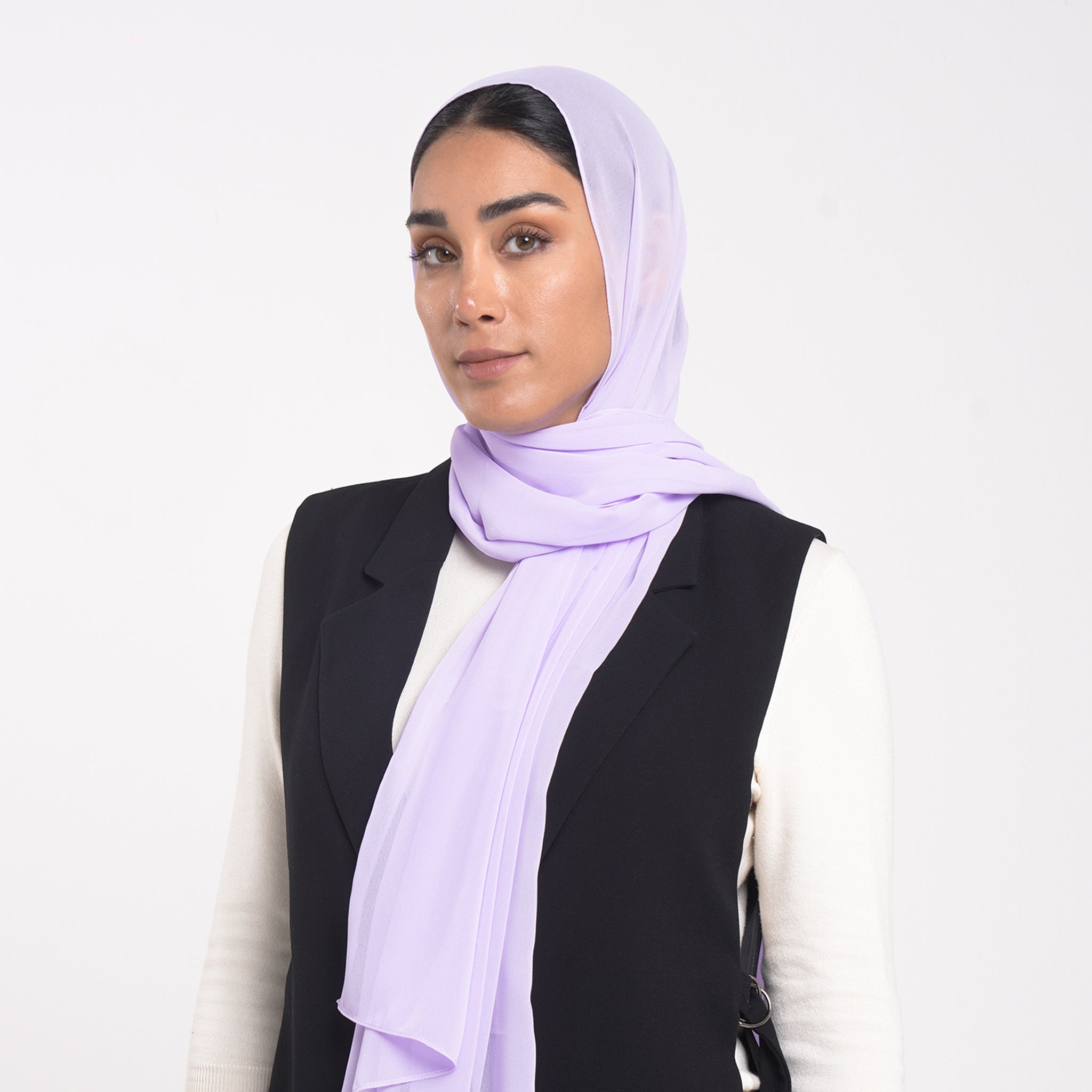 Korean Plain Chiffon Hijab - Soft Lavender Lilac