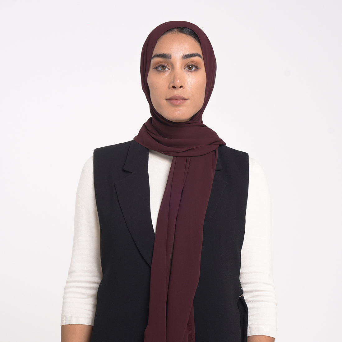 Korean Plain Chiffon Hijab - Deep Wine Burgundy