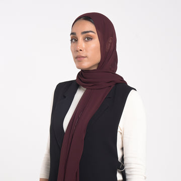 Korean Plain Chiffon Hijab - Deep Wine Burgundy