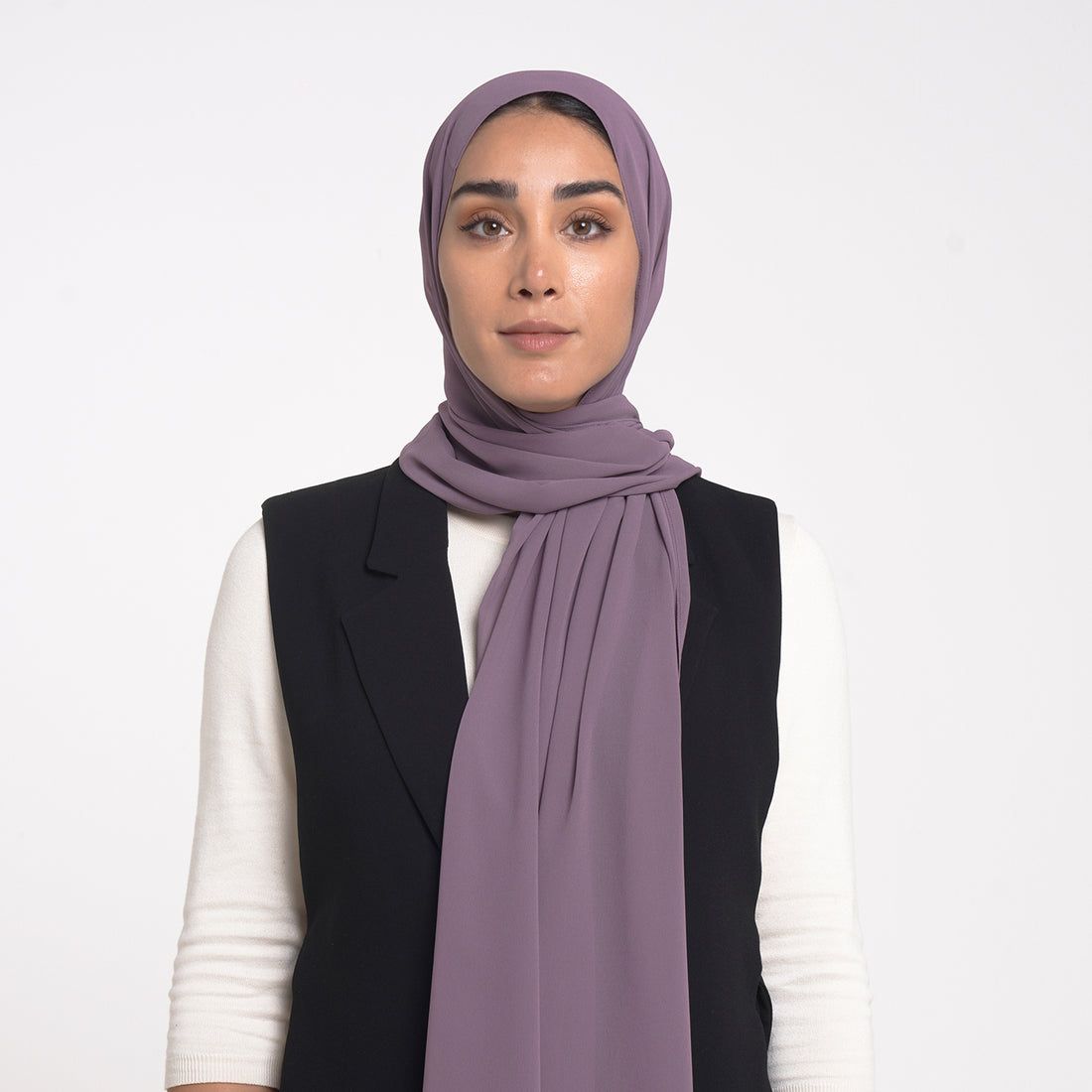 Korean Plain Chiffon Hijab - Muted Mauve Lavender