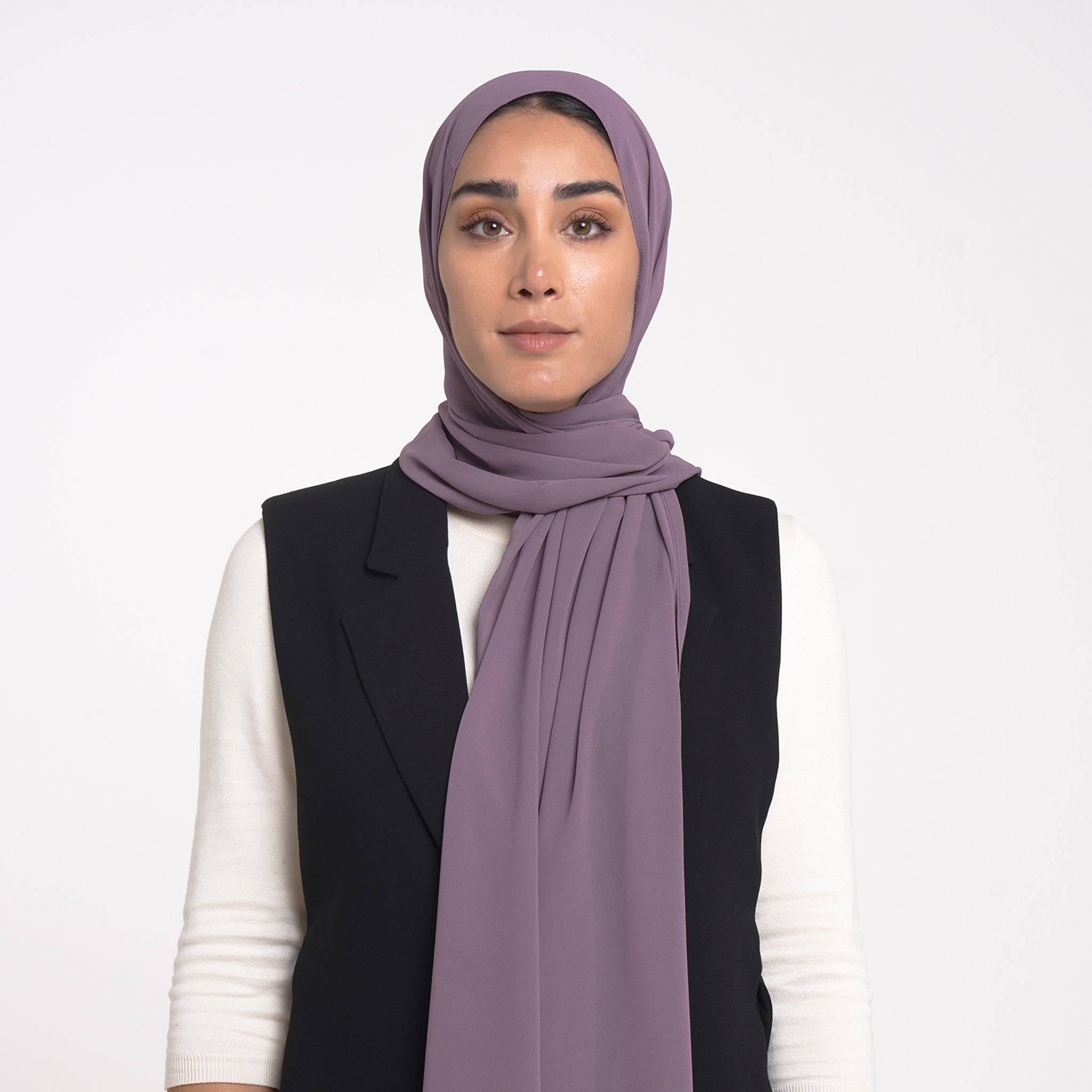 Korean Plain Chiffon Hijab - Muted Mauve Lavender