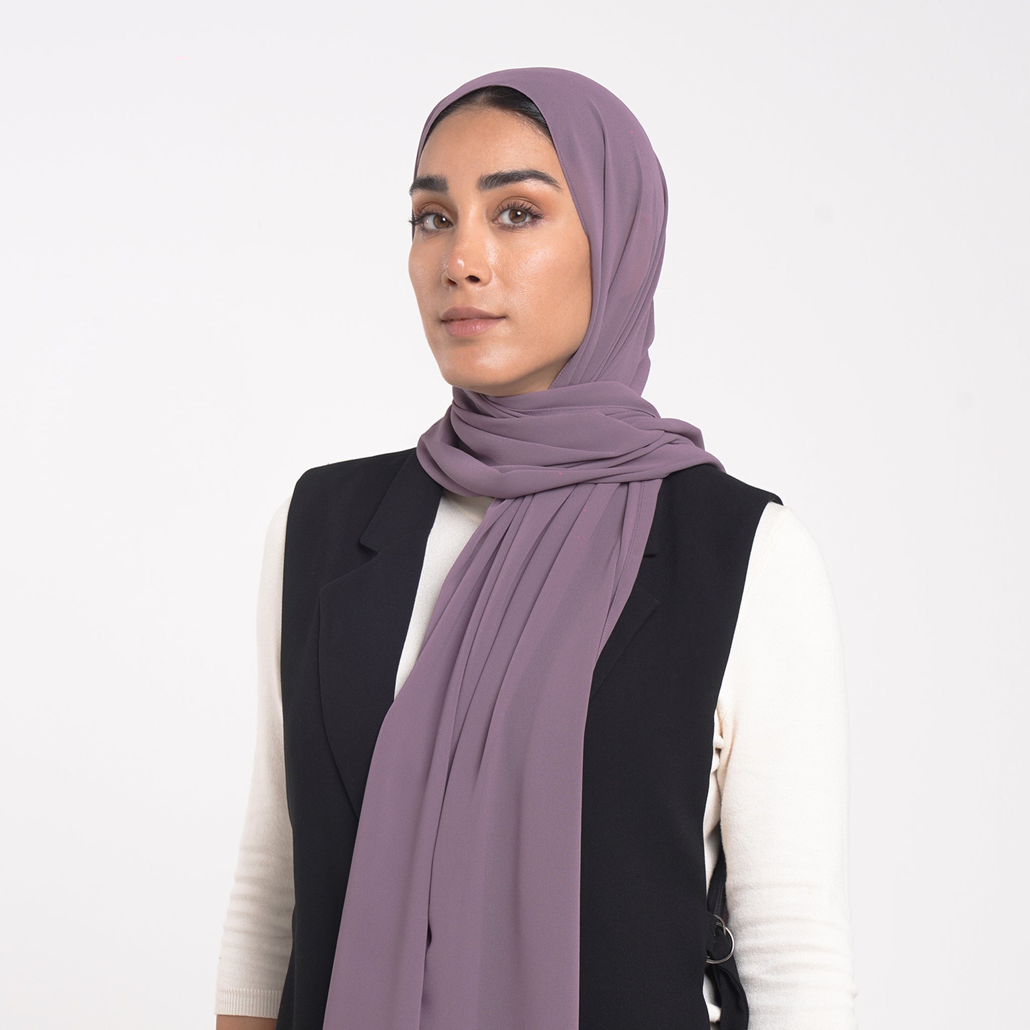 Korean Plain Chiffon Hijab - Muted Mauve Lavender