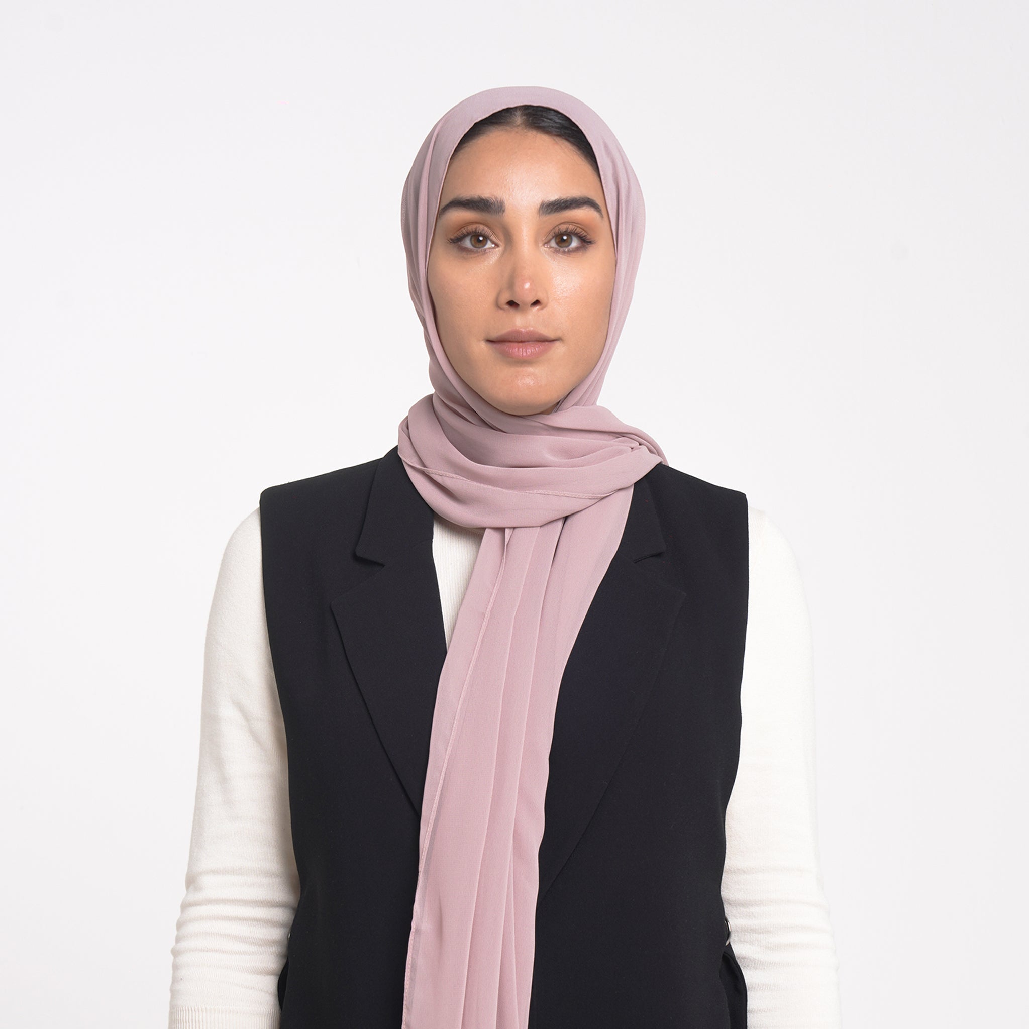 Korean Plain Chiffon Hijab - Soft Dusty Rose