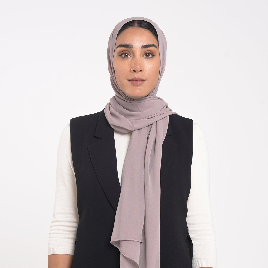 Korean Plain Chiffon Hijab - Warm Taupe Blush