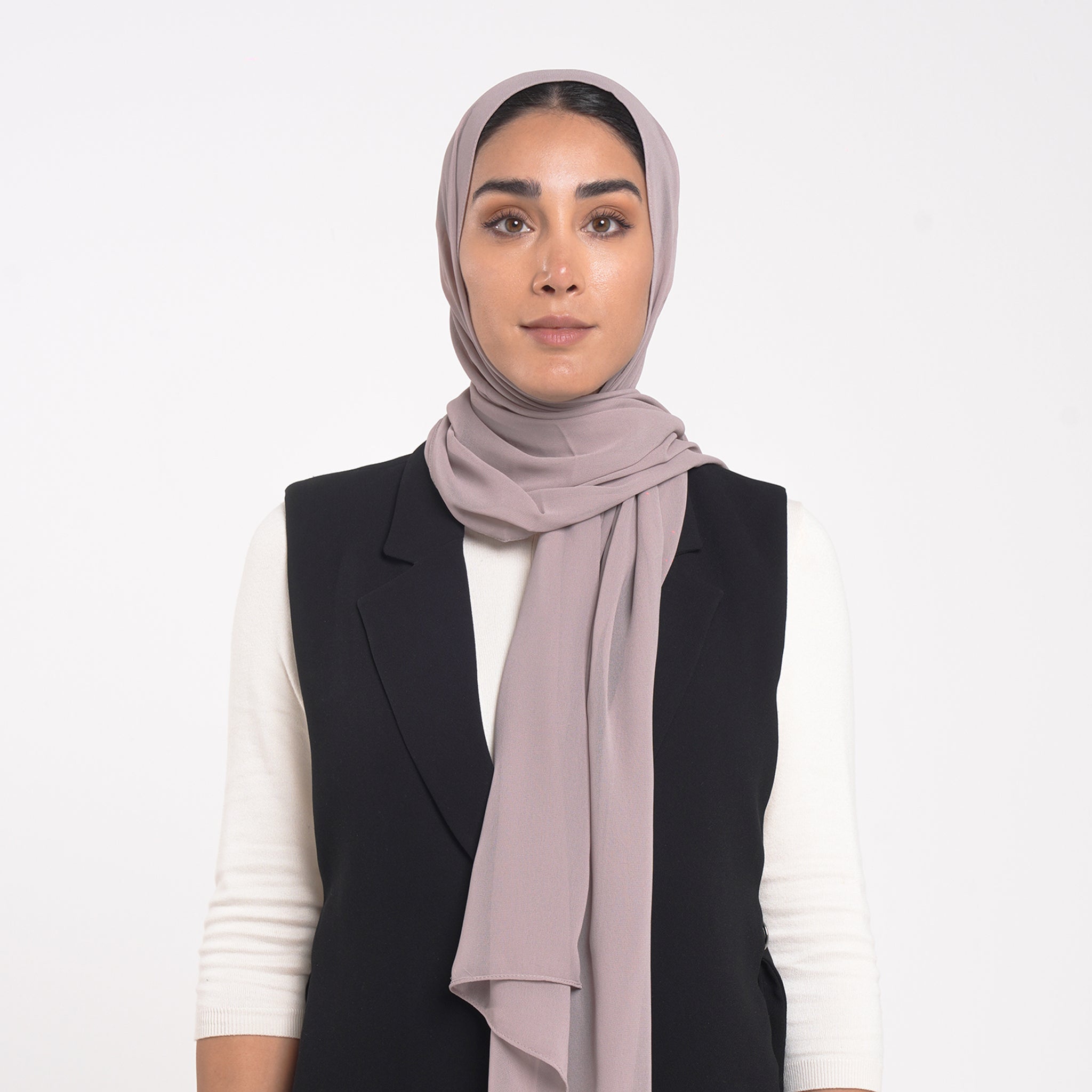 Korean Plain Chiffon Hijab - Warm Taupe Blush
