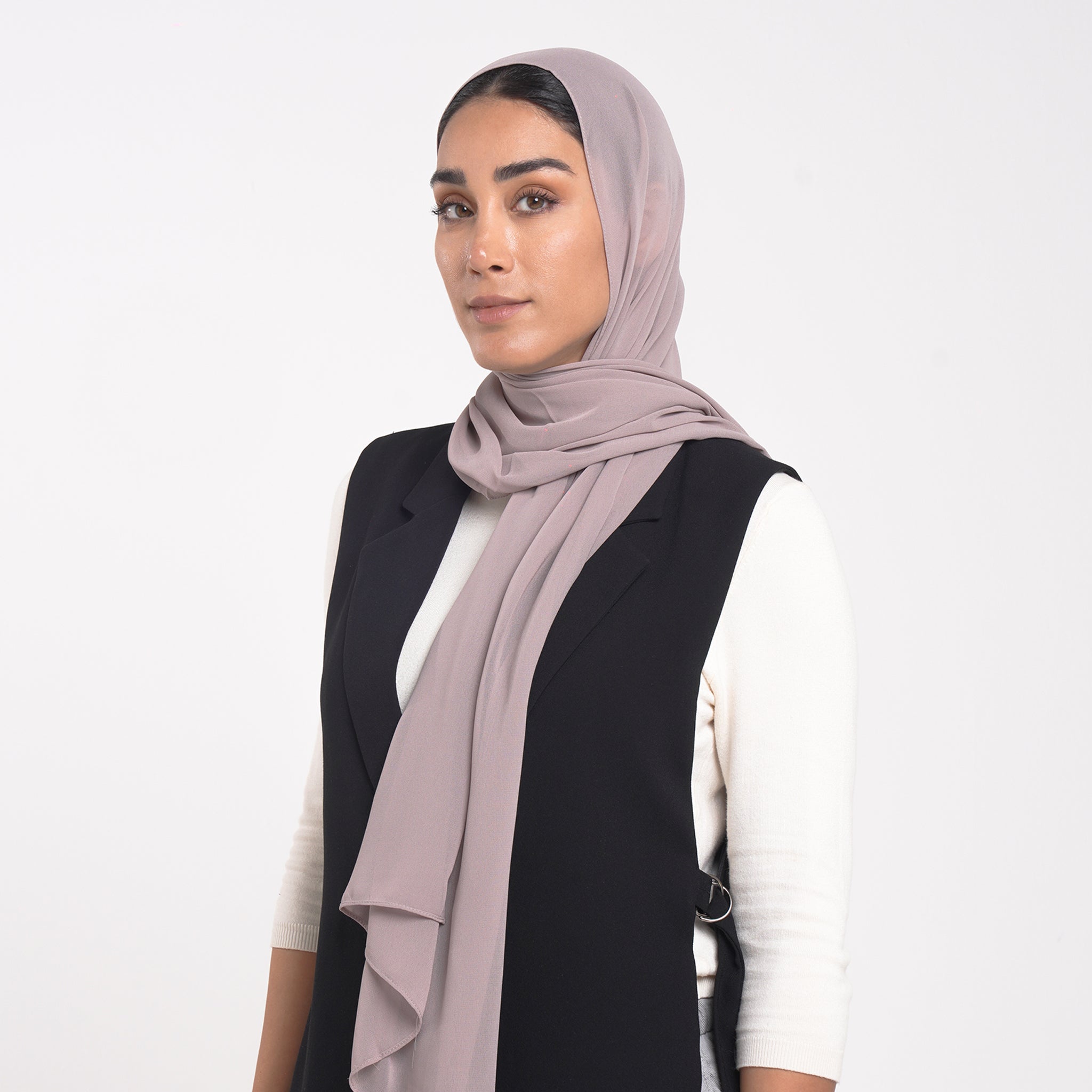 Korean Plain Chiffon Hijab - Warm Taupe Blush