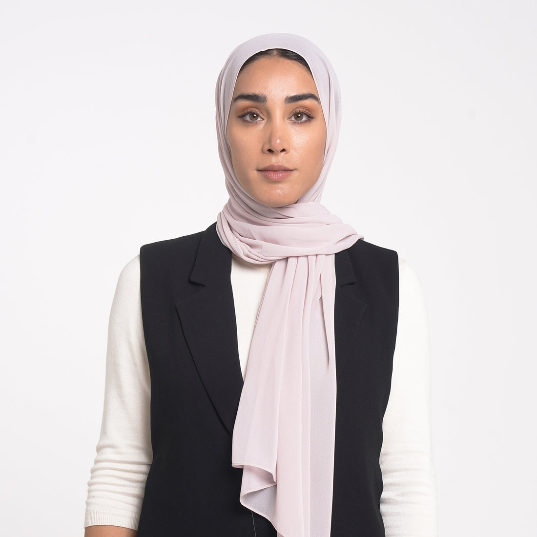 Korean Plain Chiffon Hijab - Light Blush Nude