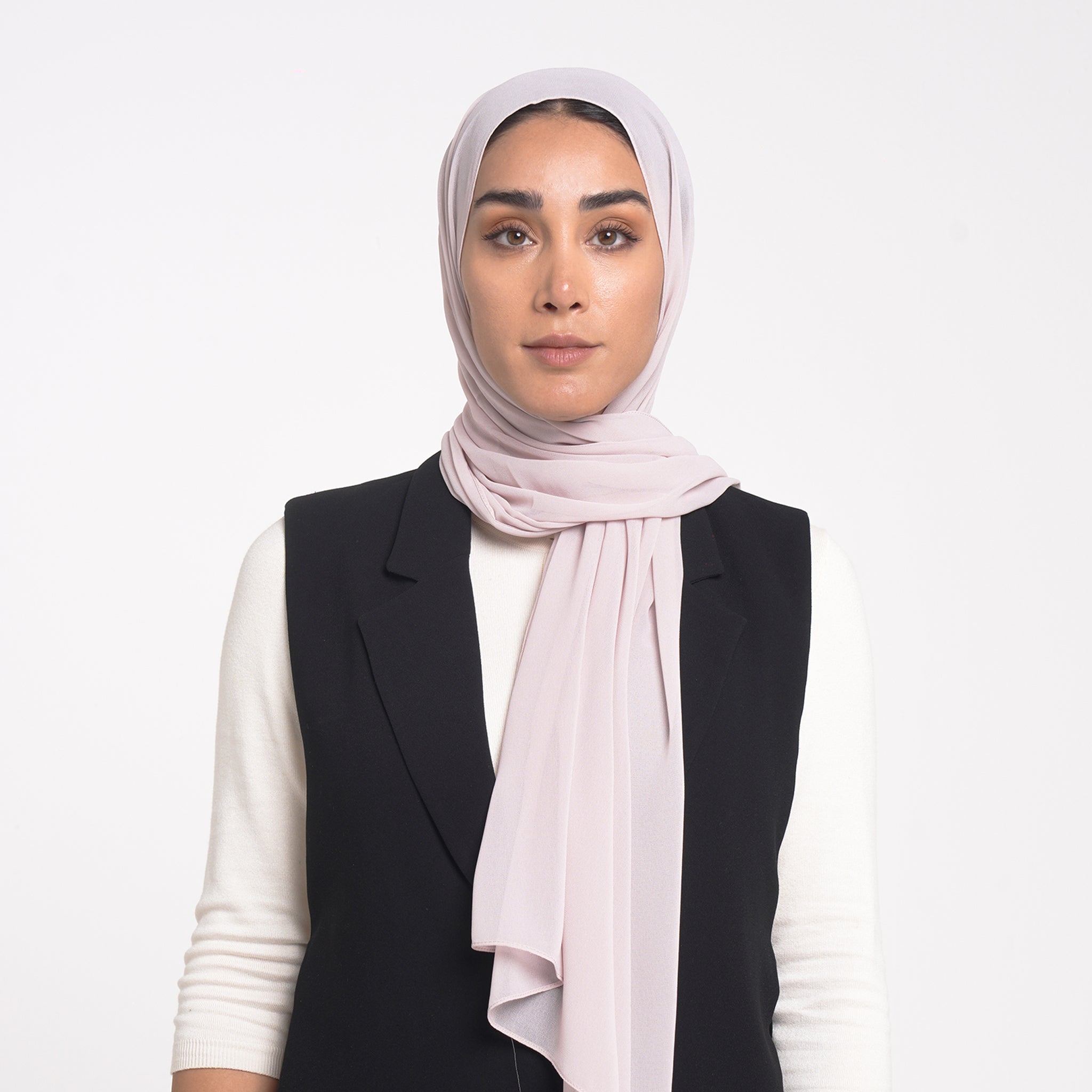 Korean Plain Chiffon Hijab - Light Blush Nude