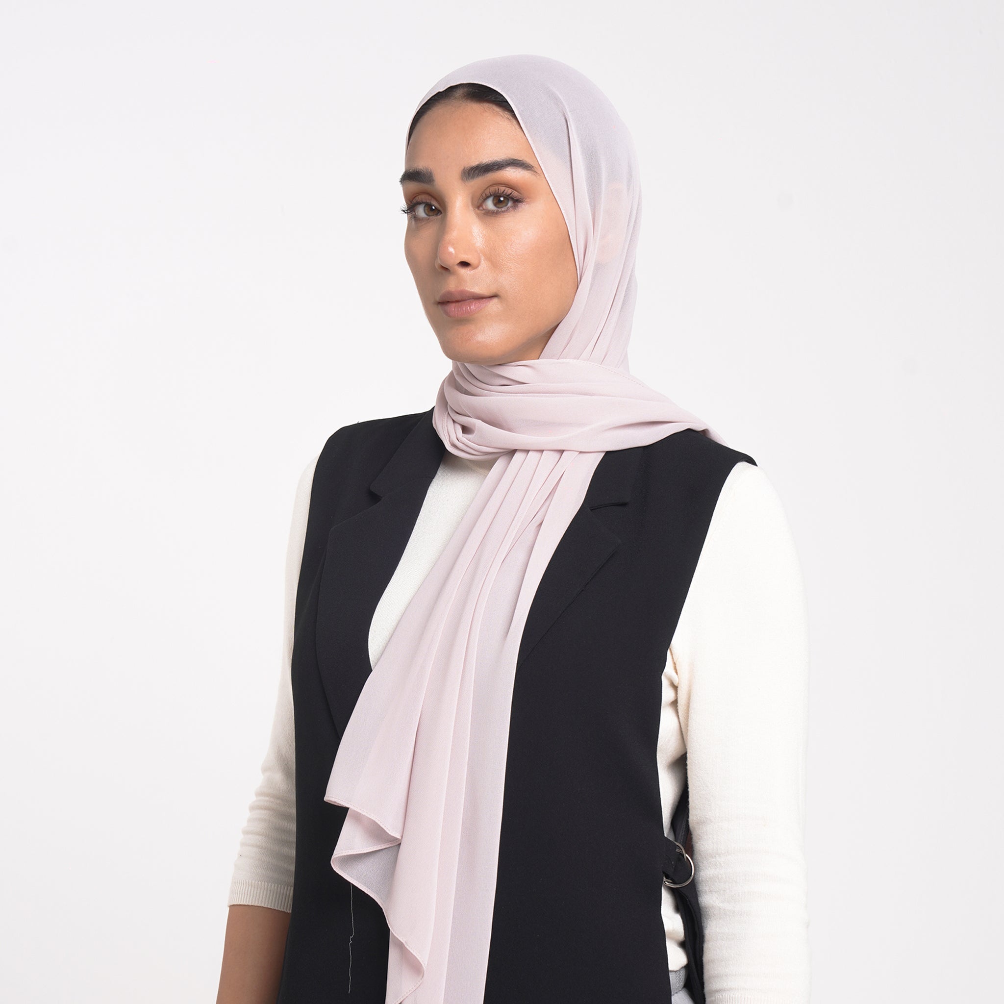 Korean Plain Chiffon Hijab - Light Blush Nude
