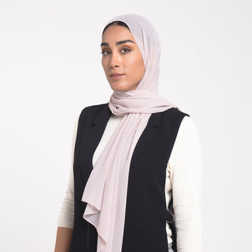 Korean Plain Chiffon Hijab - Light Blush Nude