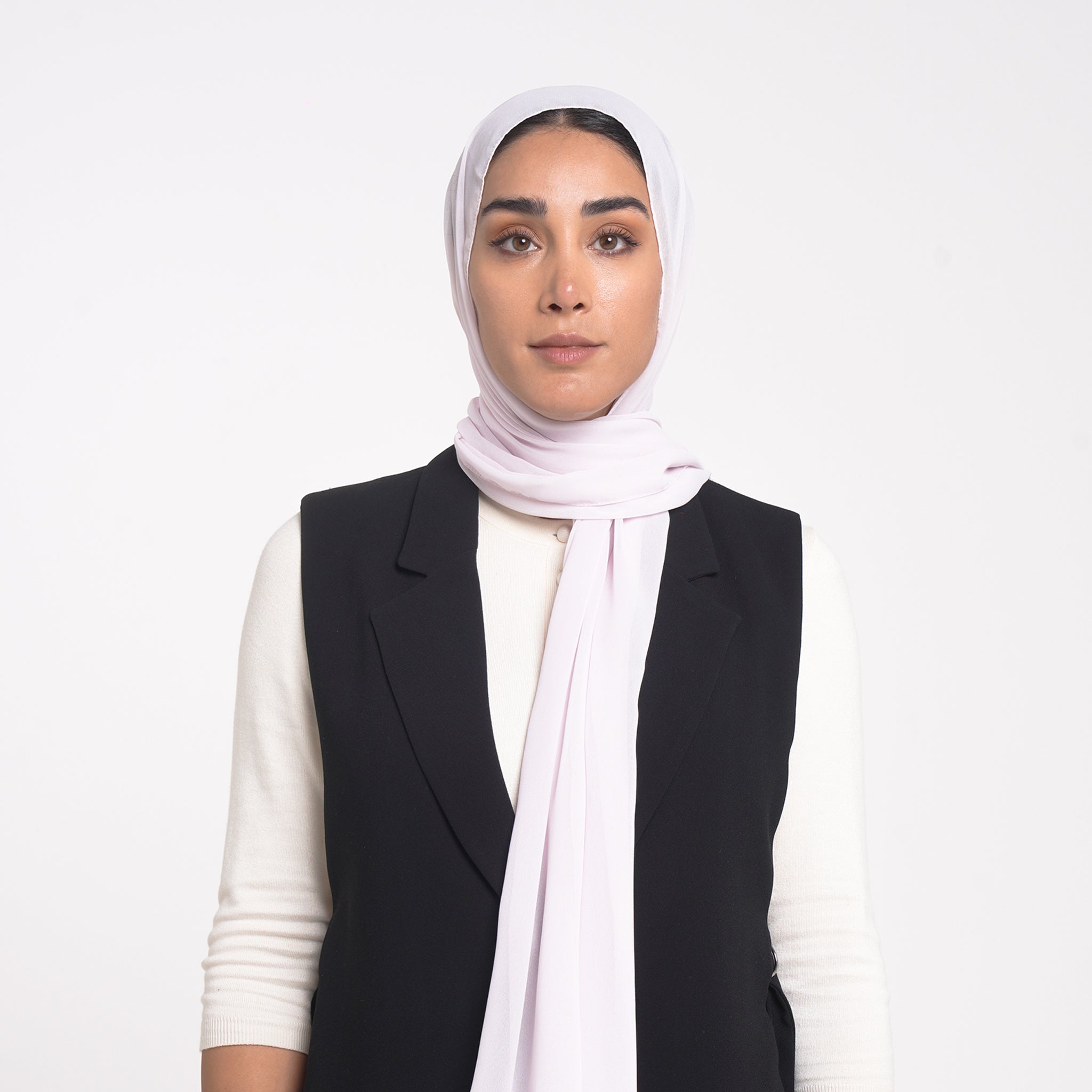 Korean Plain Chiffon Hijab - Very Light Lilac Mist