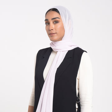 Korean Plain Chiffon Hijab - Very Light Lilac Mist