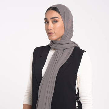 Korean Plain Chiffon Hijab - Cool Stone Taupe
