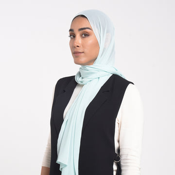 Korean Plain Chiffon Hijab - Soft Mint Blue