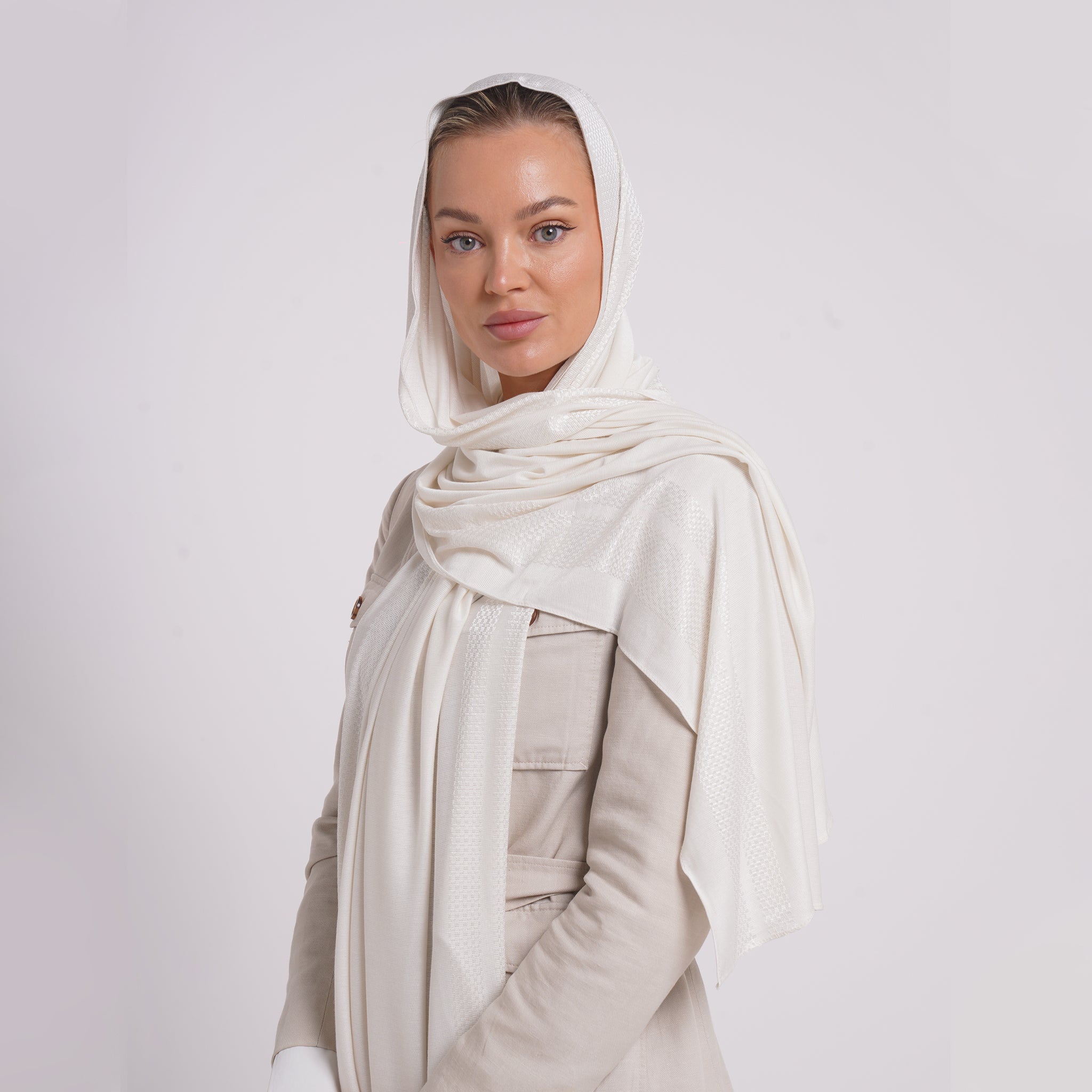 Hijab Jackard - Cream