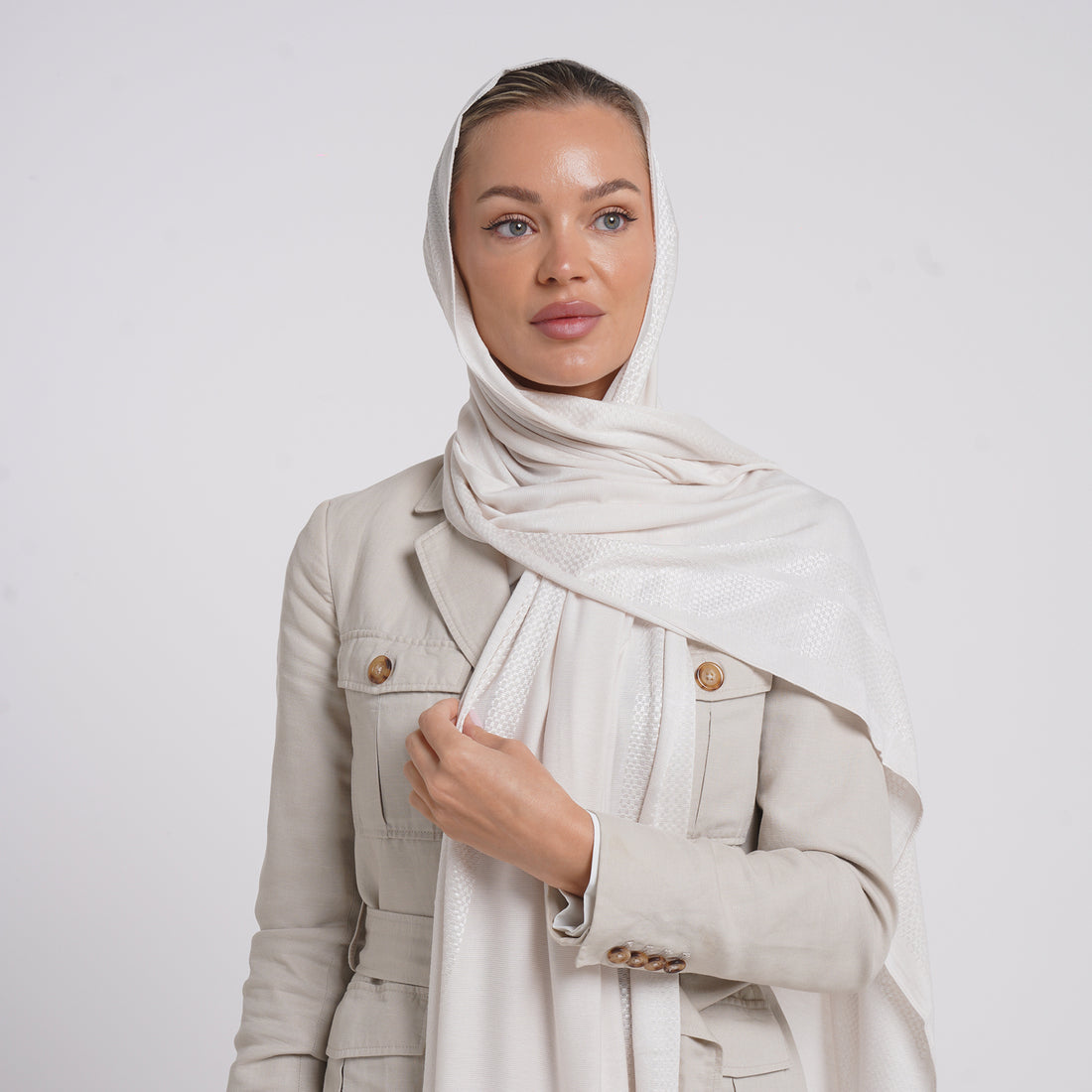 Hijab Jackard - Off White