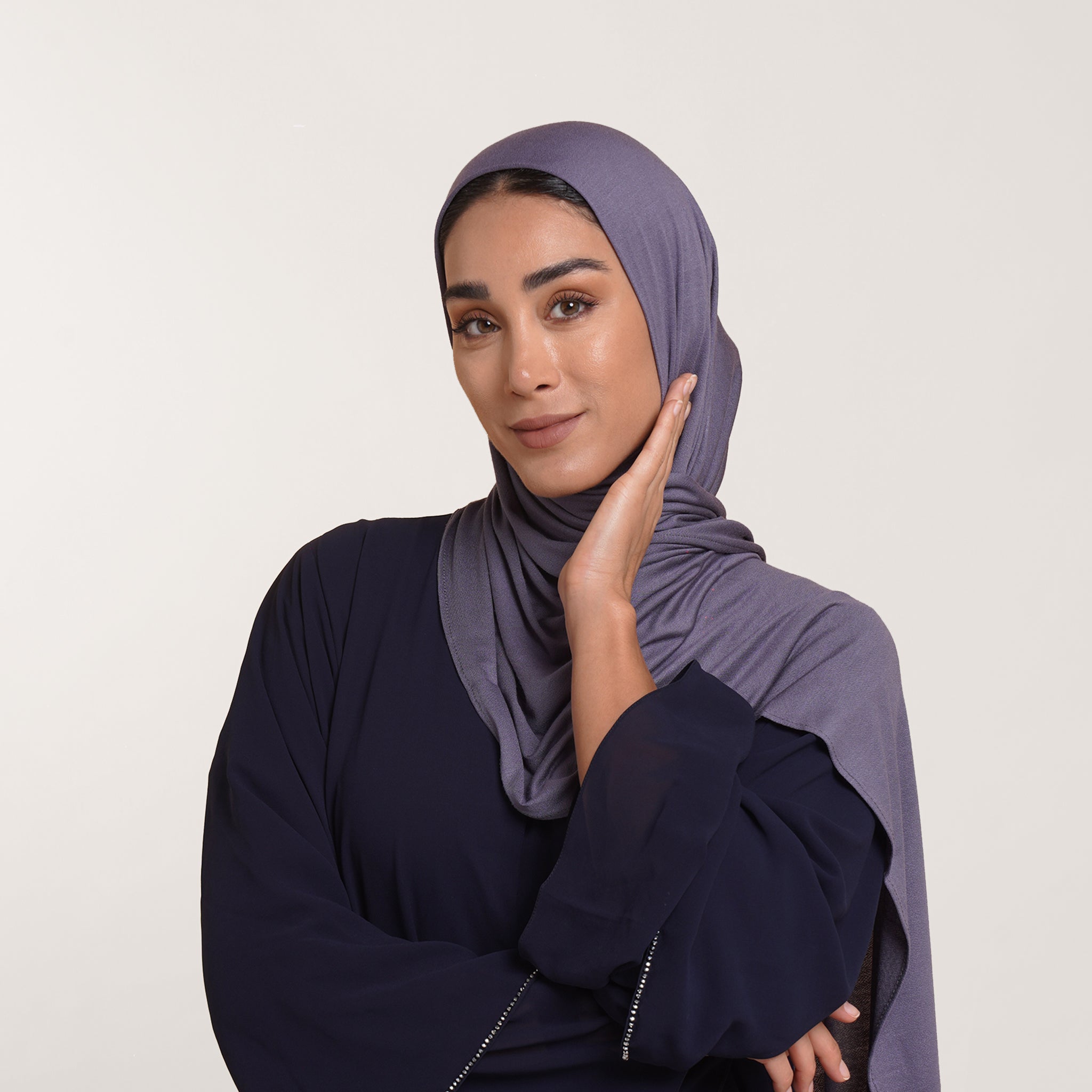 CC Malmal folded Hijab(Chafsa) - Smoky Lavender Gray