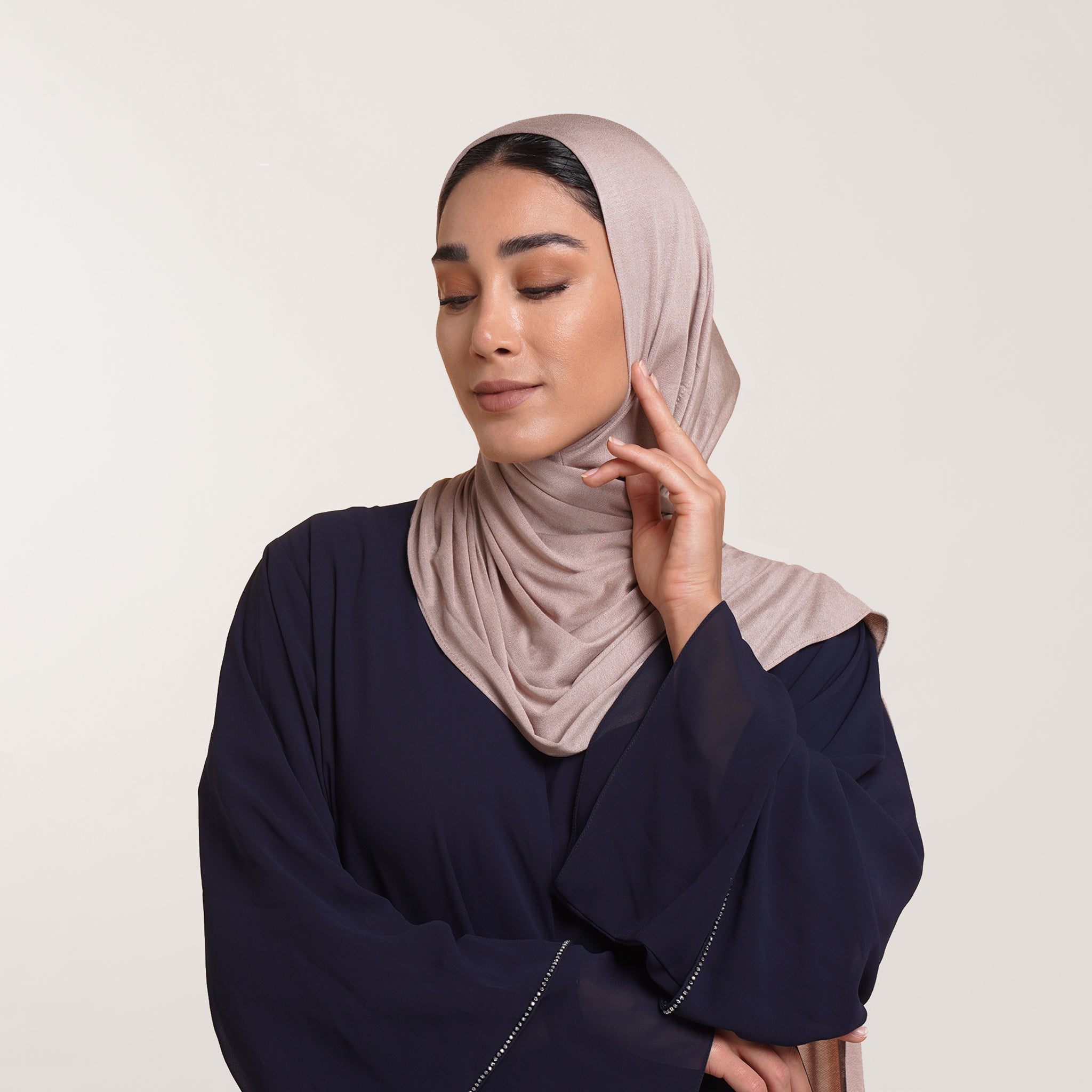 CC Malmal folded Hijab(Chafsa) - Light Mushroom Taupe
