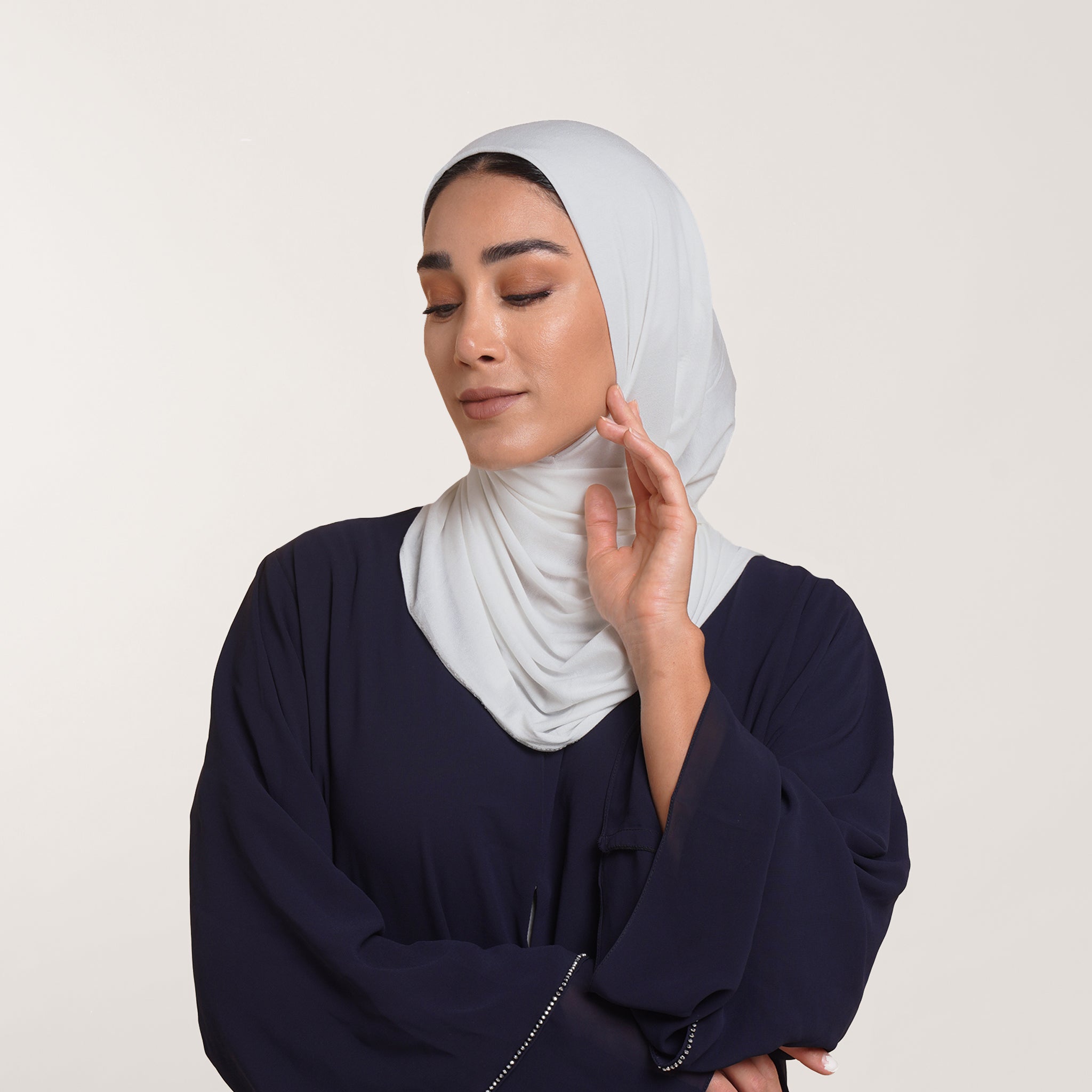 CC Malmal folded Hijab(Chafsa) -Cream Ivory