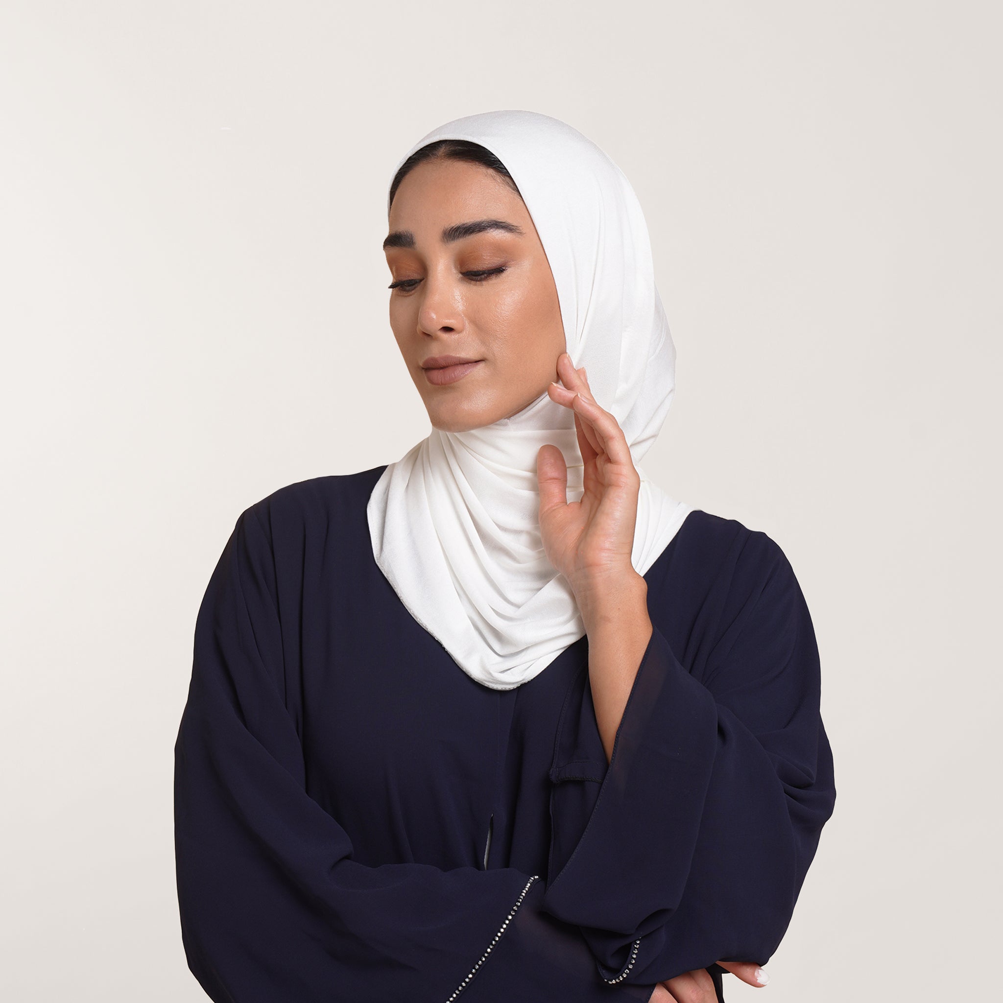 CC Malmal folded Hijab(Chafsa) - Soft Ivory White
