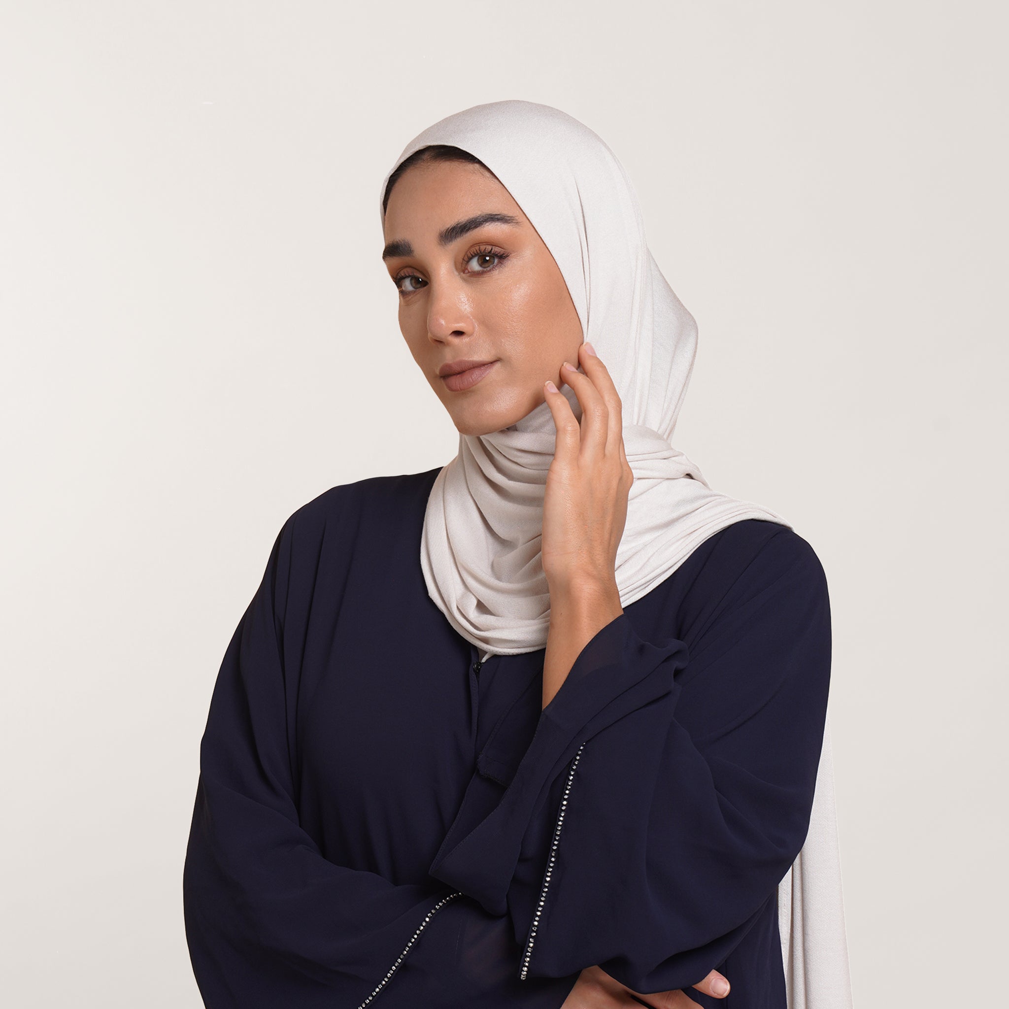 CC Malmal folded Hijab(Chafsa) - Soft Ivory Cream