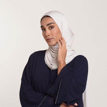 CC Malmal folded Hijab(Chafsa) - Soft Ivory Cream