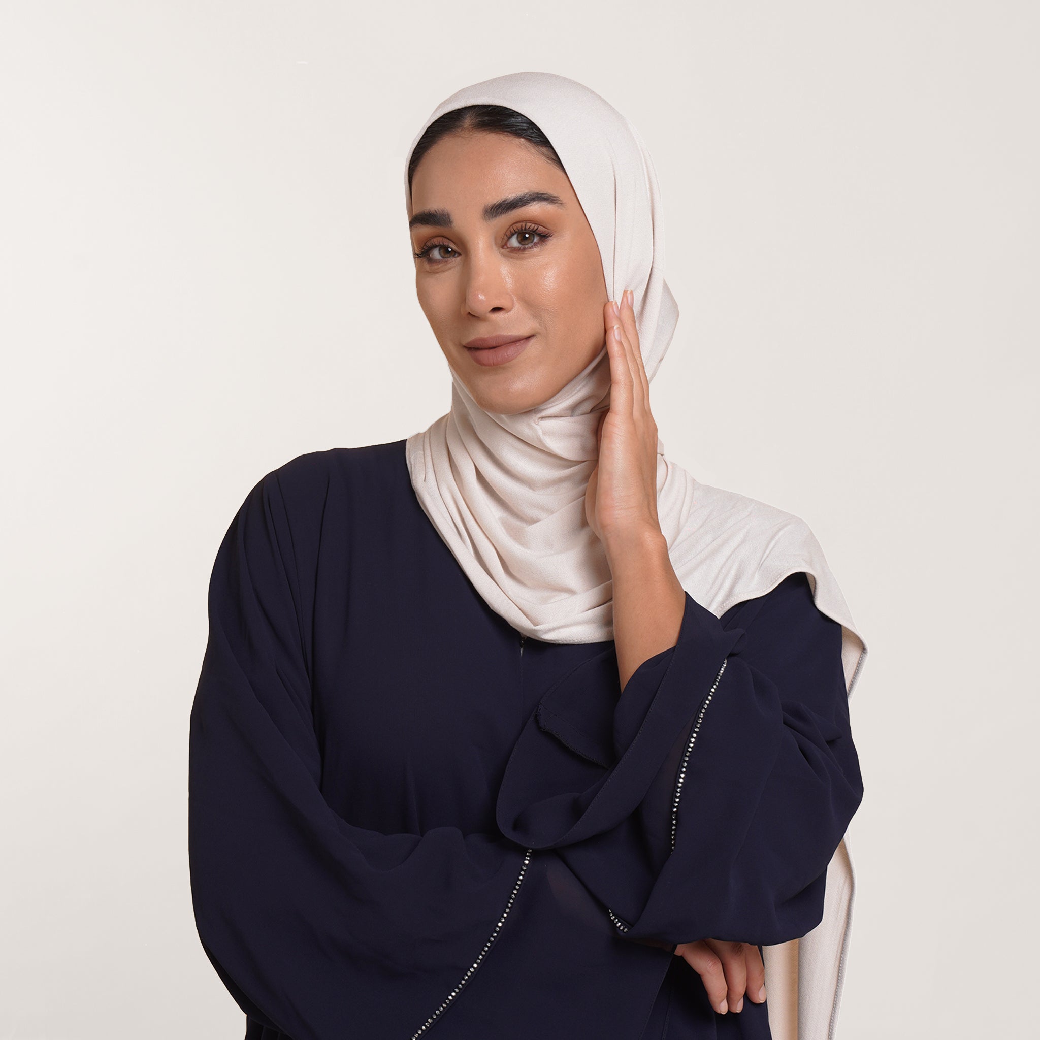 CC Malmal folded Hijab(Chafsa) - Ivory Cream