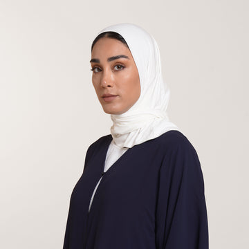 Modal Tie-back Instant Hijab - Soft Ivory White