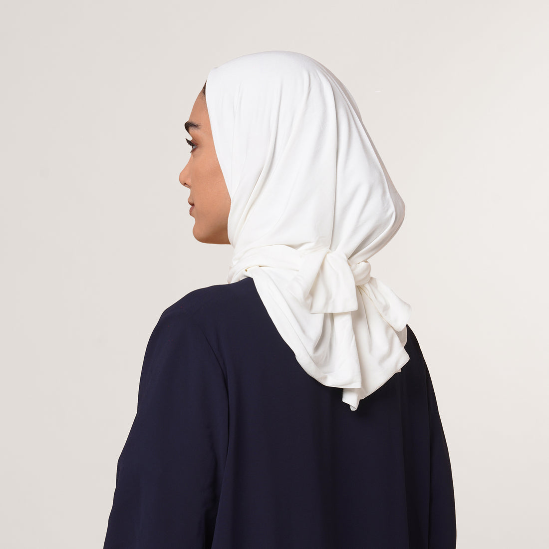 Modal Tie-back Instant Hijab - Soft Ivory White