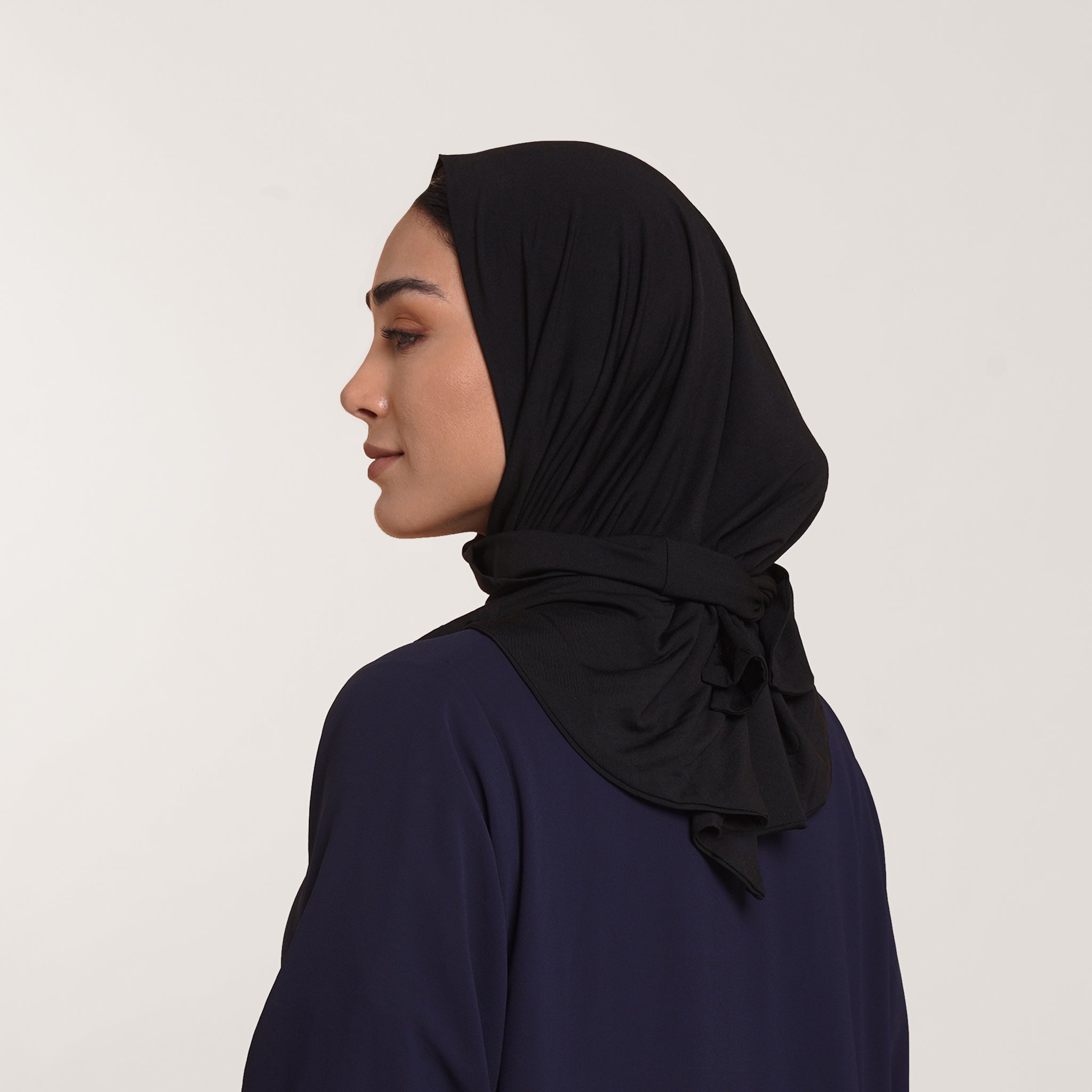 Modal Tie-back Instant Hijab - Classic Deep Black