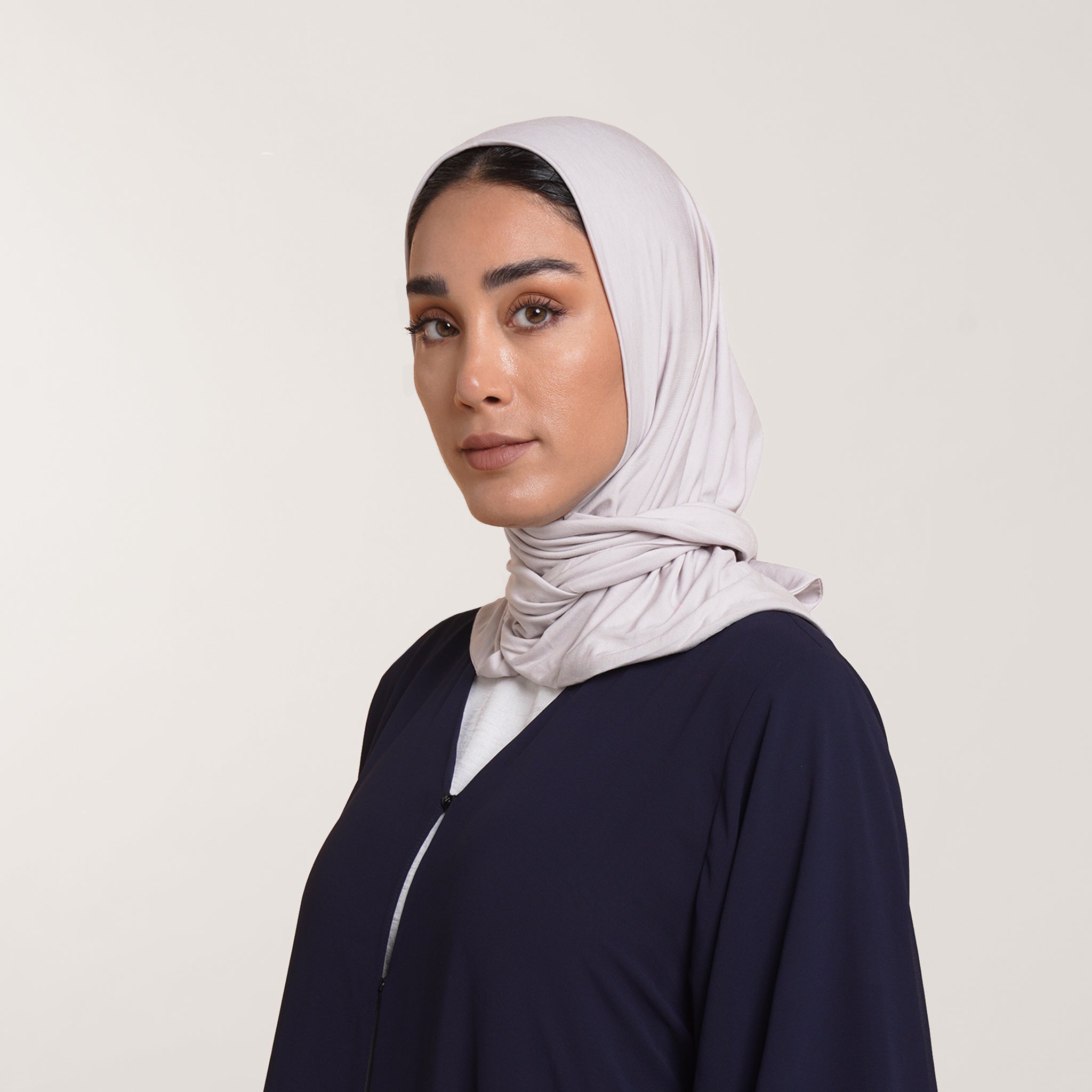 Modal Tie-back Instant Hijab - Light Pearl Gray