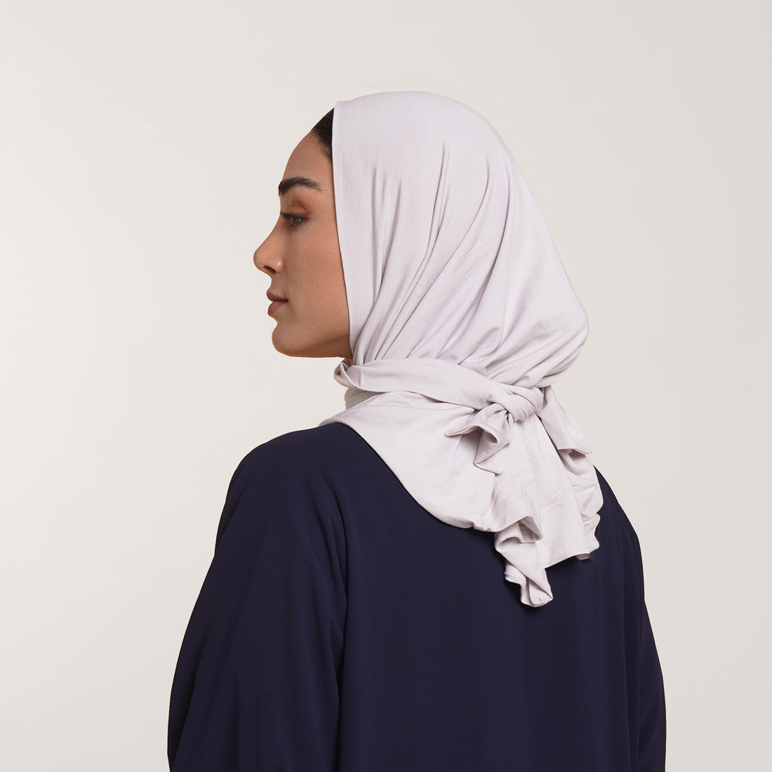 Modal Tie-back Instant Hijab - Light Pearl Gray
