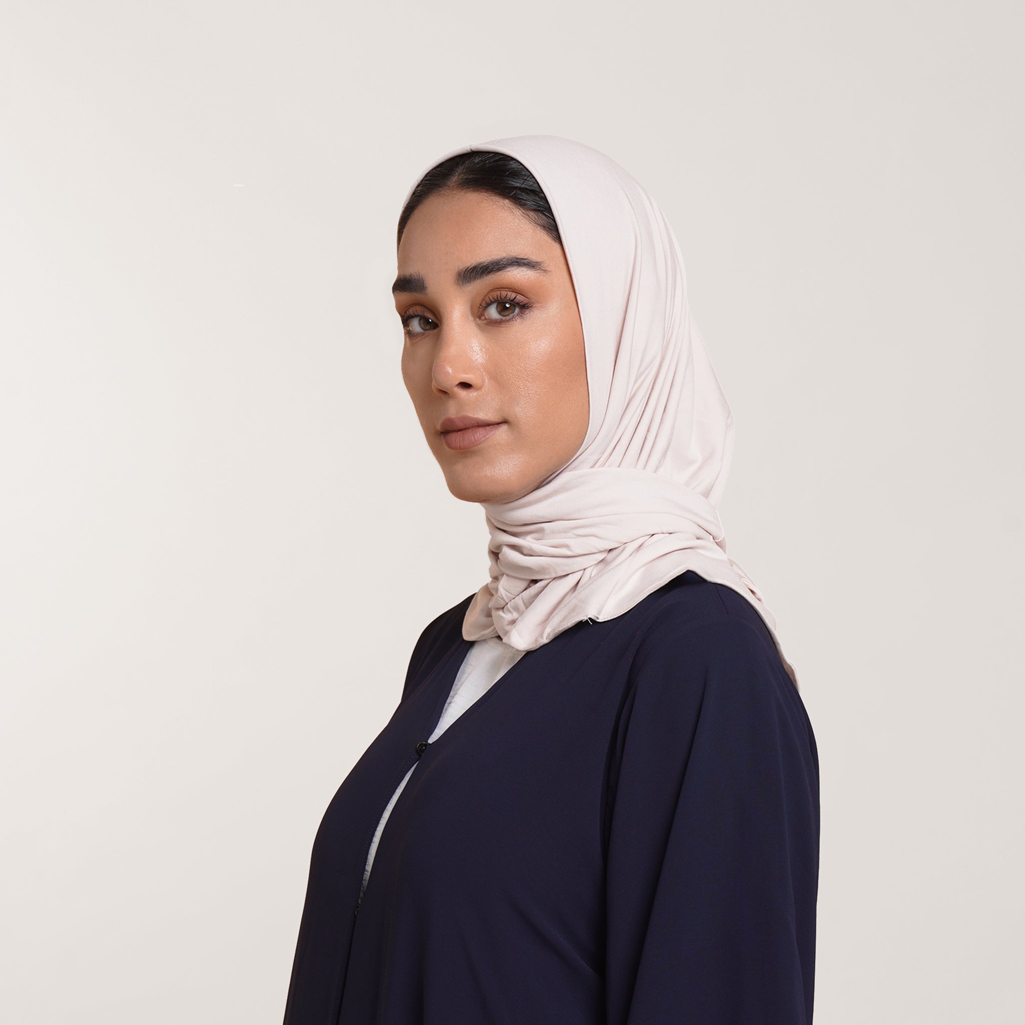 Modal Tie-back Instant Hijab - Light Cream Beige