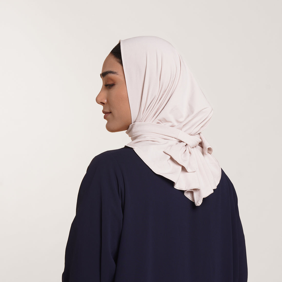 Modal Tie-back Instant Hijab - Light Cream Beige