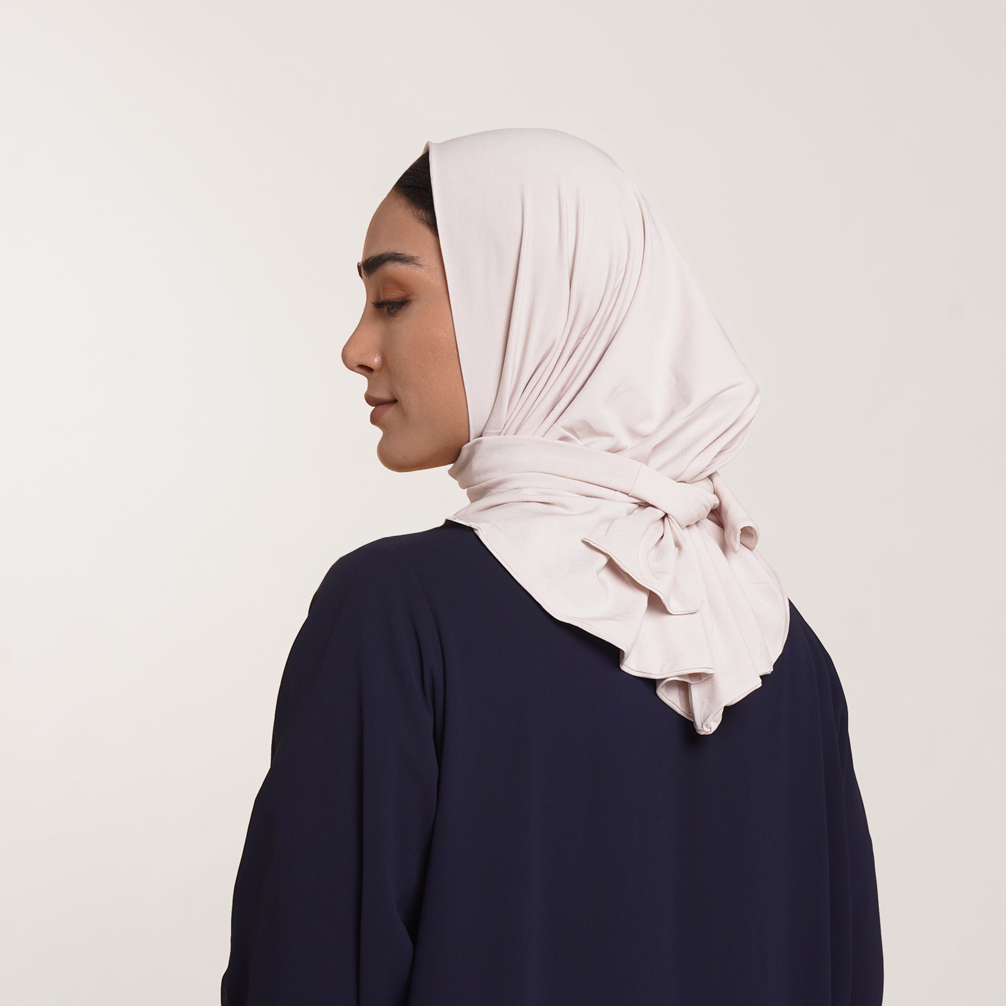 Modal Tie-back Instant Hijab - Light Cream Beige
