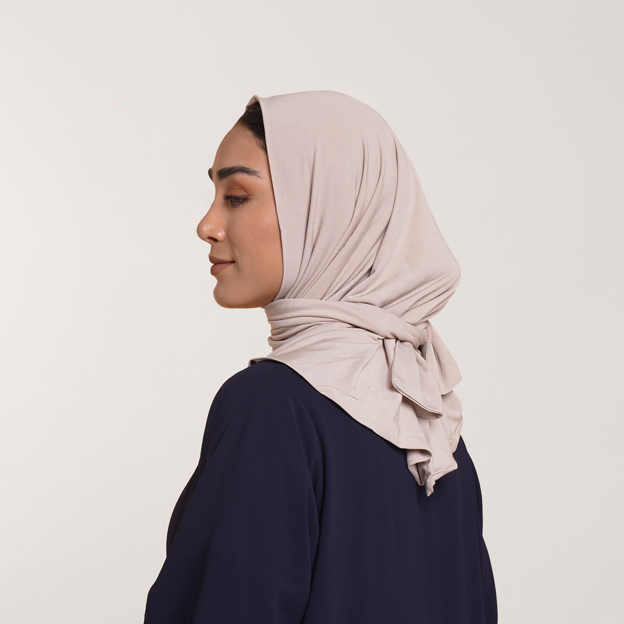 Modal Tie-back Instant Hijab - Warm Sand Beige