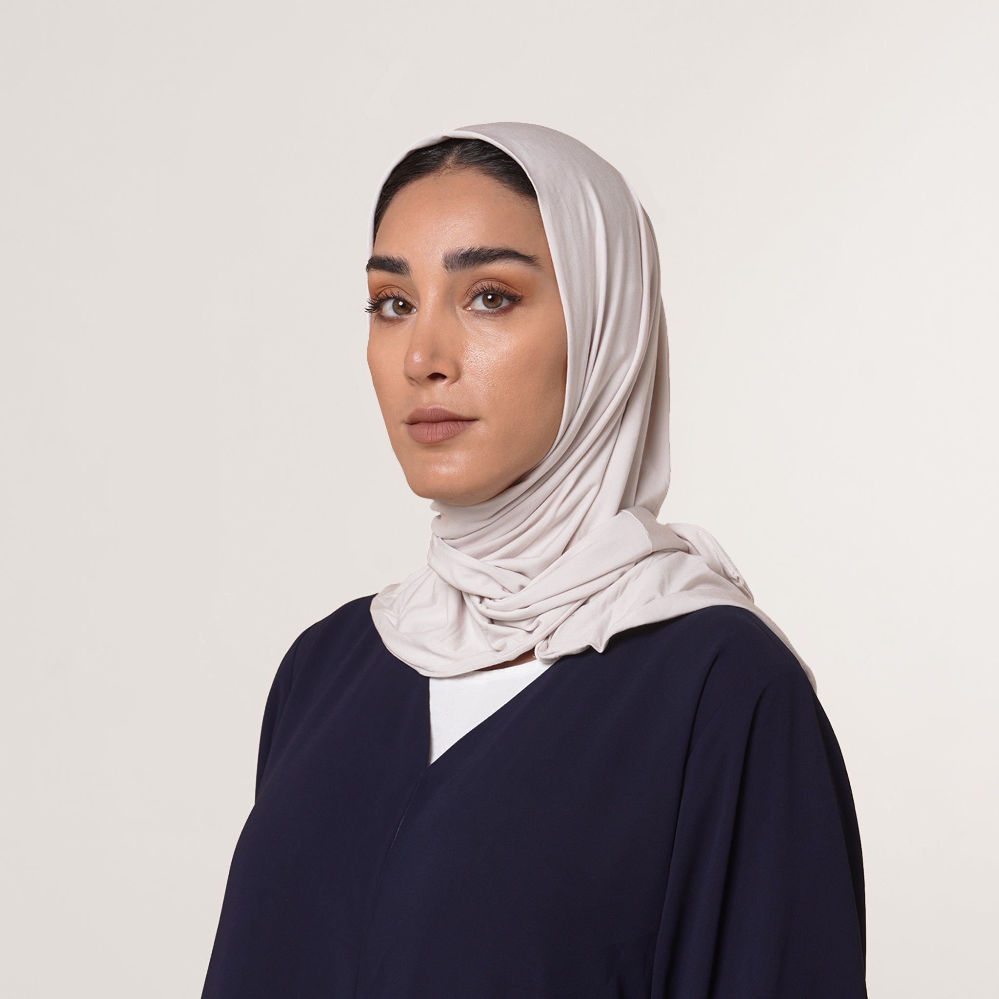 Modal Tie-back Instant Hijab - Warm Pearl White #EFE6DD