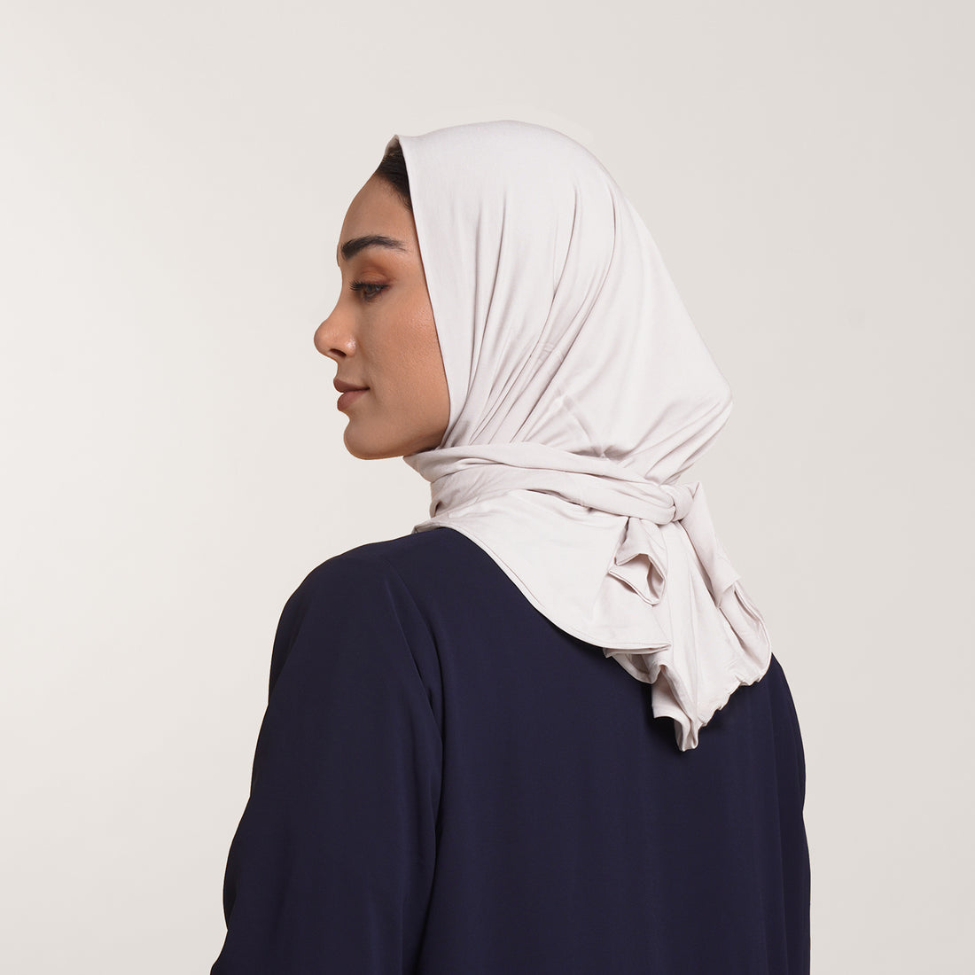 Modal Tie-back Instant Hijab - Warm Pearl White #EFE6DD