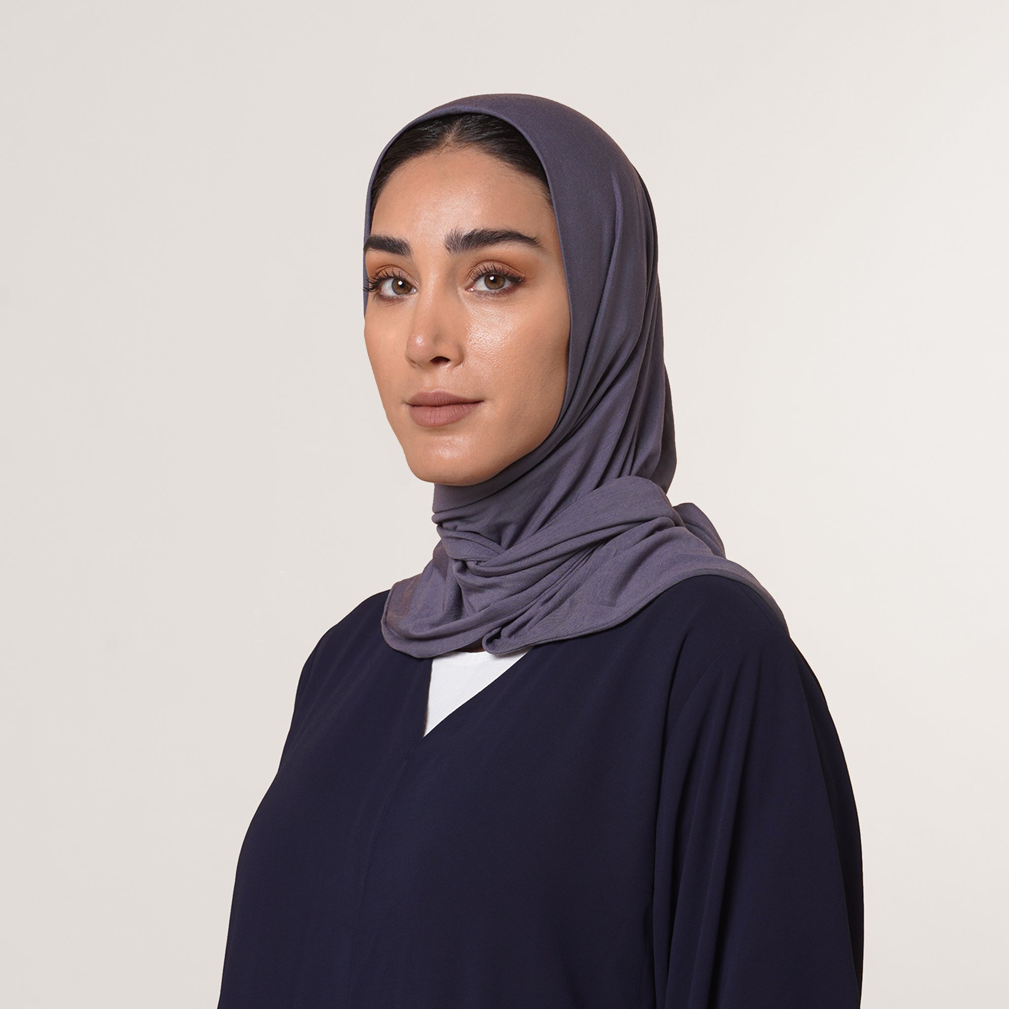 Modal Tie-back Instant Hijab - Muted Slate Gray