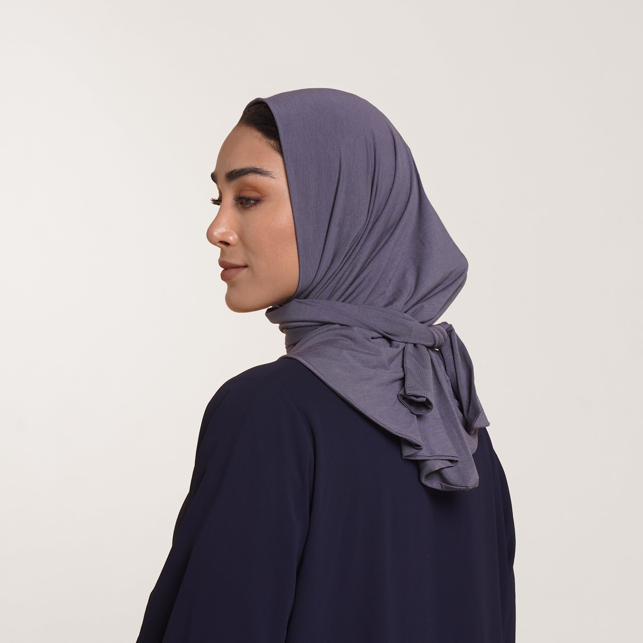 Modal Tie-back Instant Hijab - Muted Slate Gray