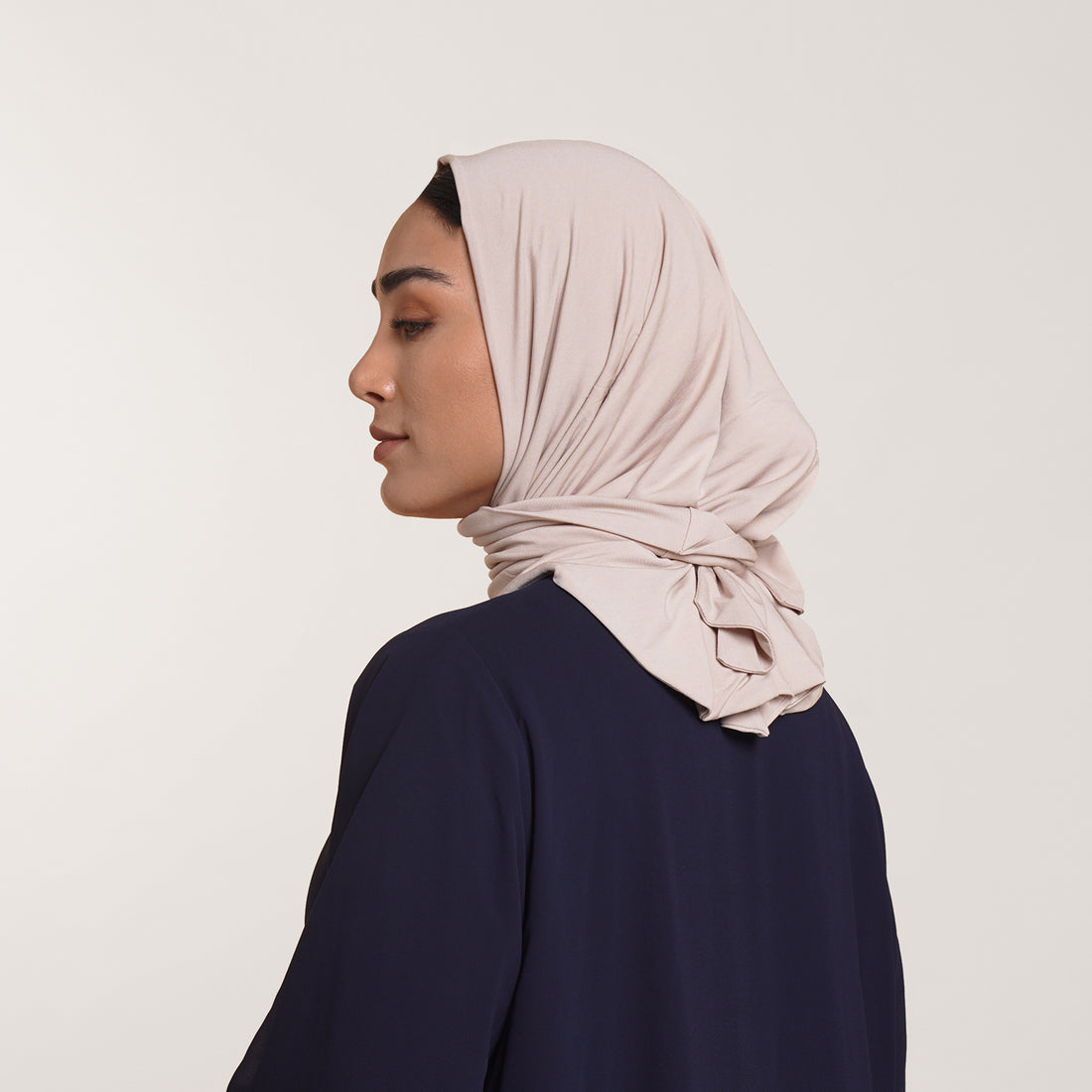 Modal Tie-back Instant Hijab - Soft Sand Beige
