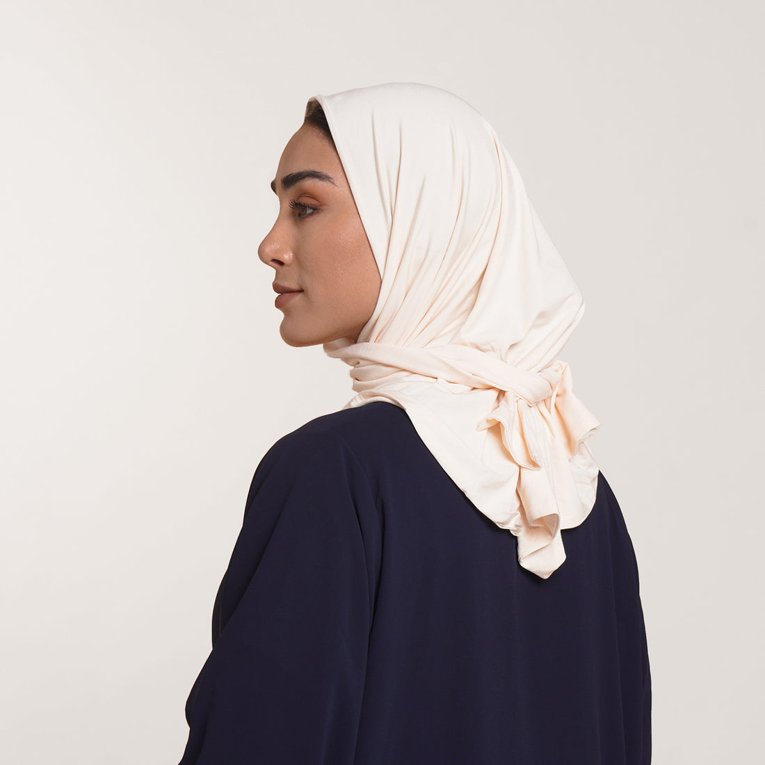 Modal Tie-back Instant Hijab - Creamy Vanilla