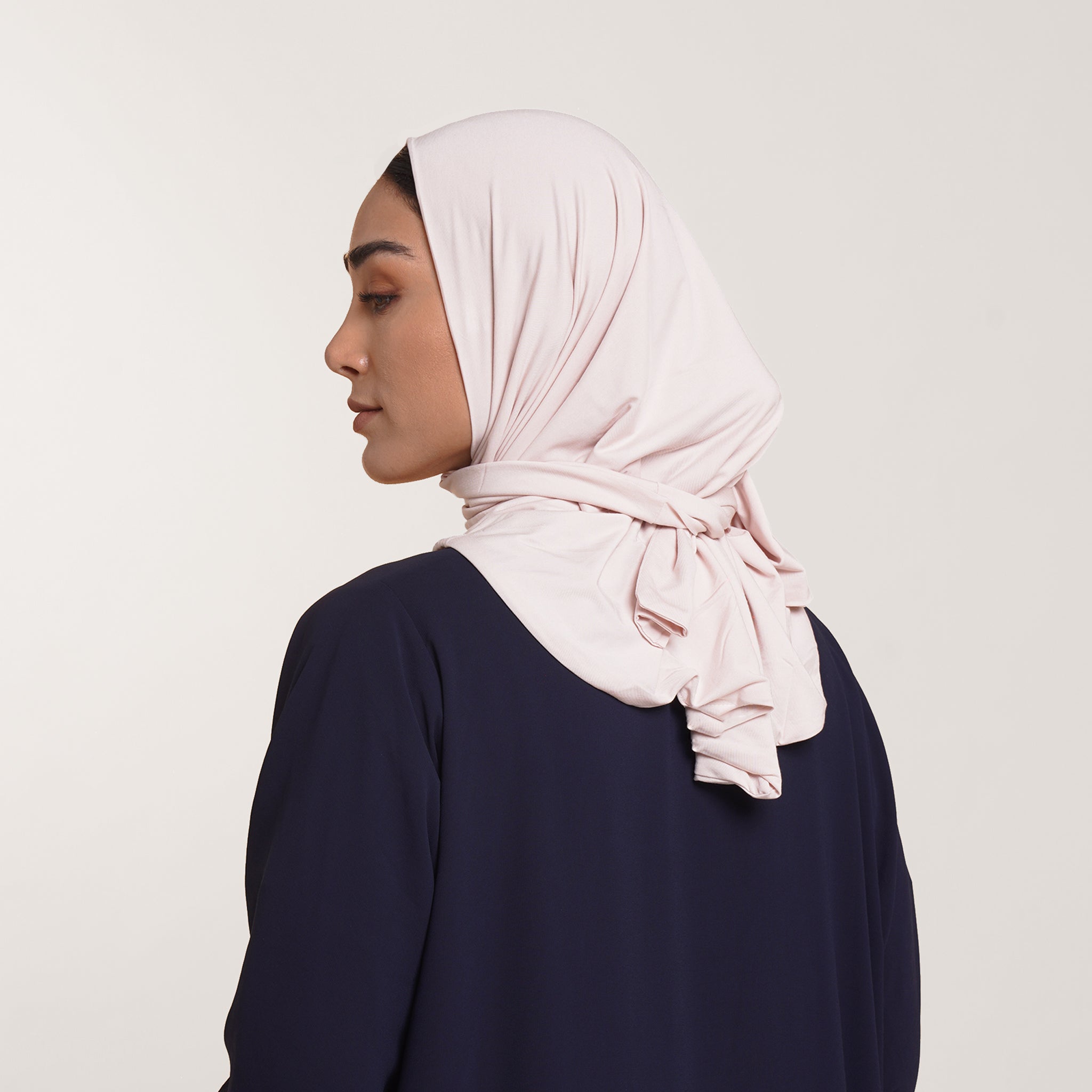 Modal Tie-back Instant Hijab - Soft Blush Beige