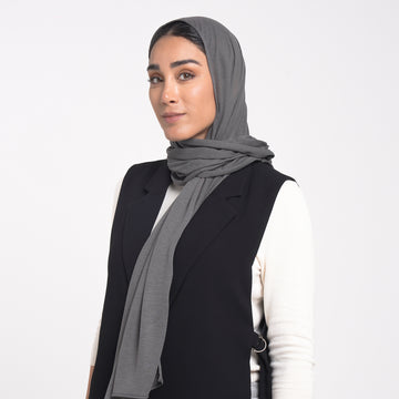 Turkish Cotton Hijab - Charcoal Gray
