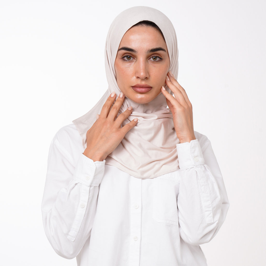 Cotton Malmal Folded Hijab - Soft Pearl Blush