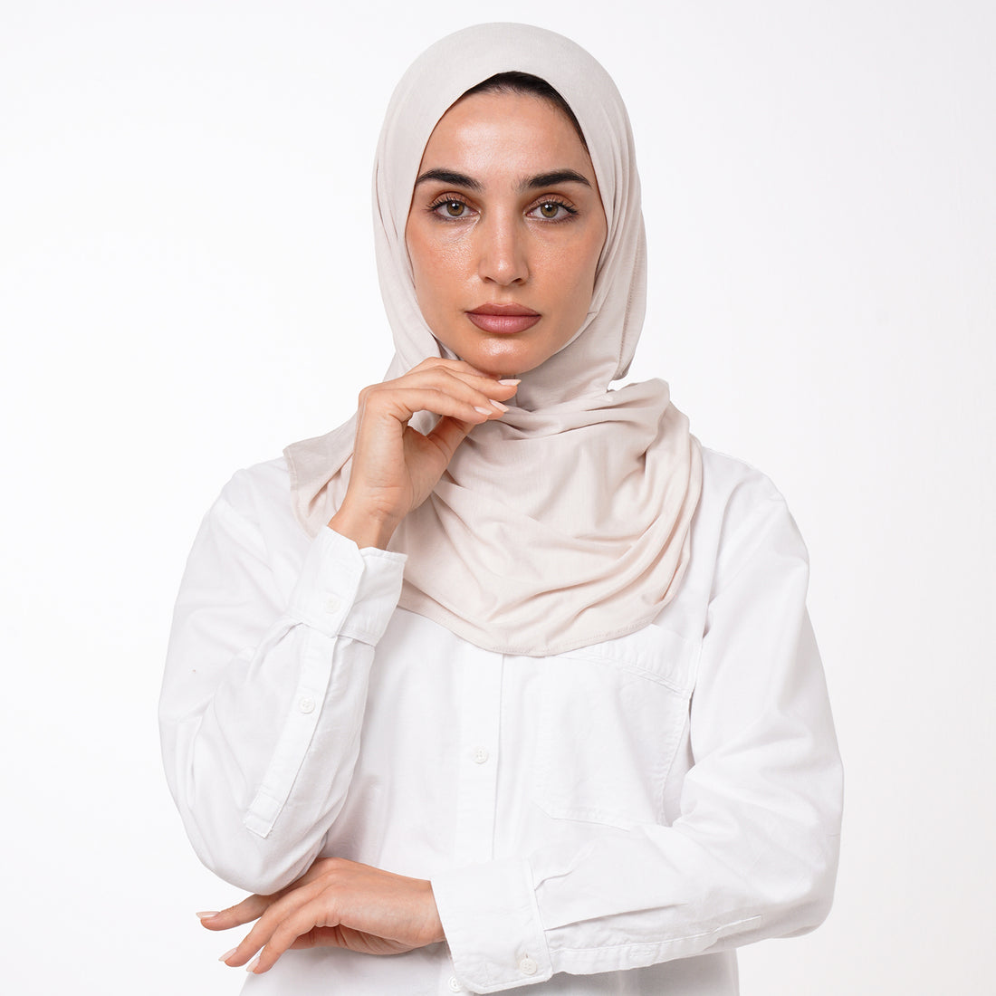 Double Stretch Chiffon Hijab - Cream