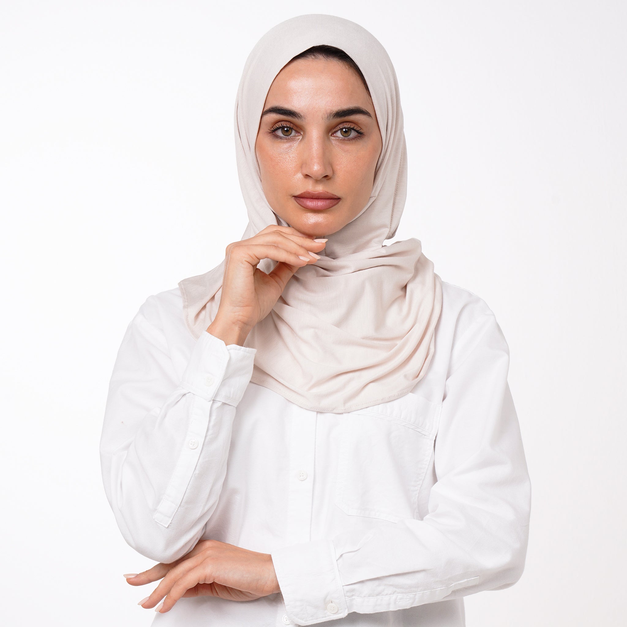 Double Stretch Chiffon Hijab - Cream