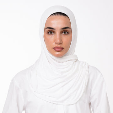 Cotton Malmal Folded Hijab - Classic Ivory White