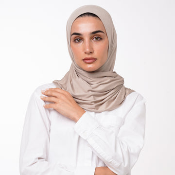 Cotton Malmal Folded Hijab - Warm Sand Beige