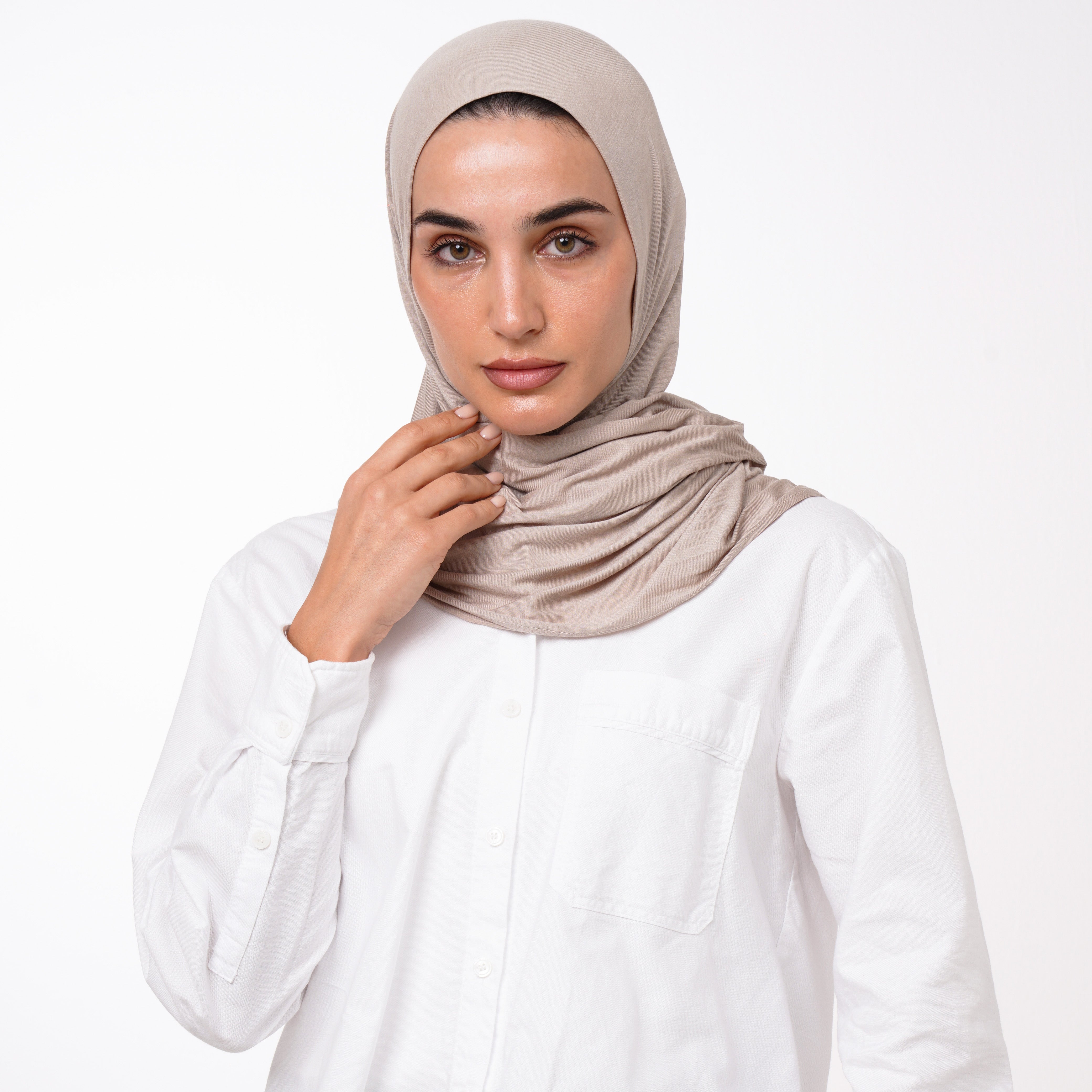 Cotton Malmal Folded Hijab - Warm Sand Beige